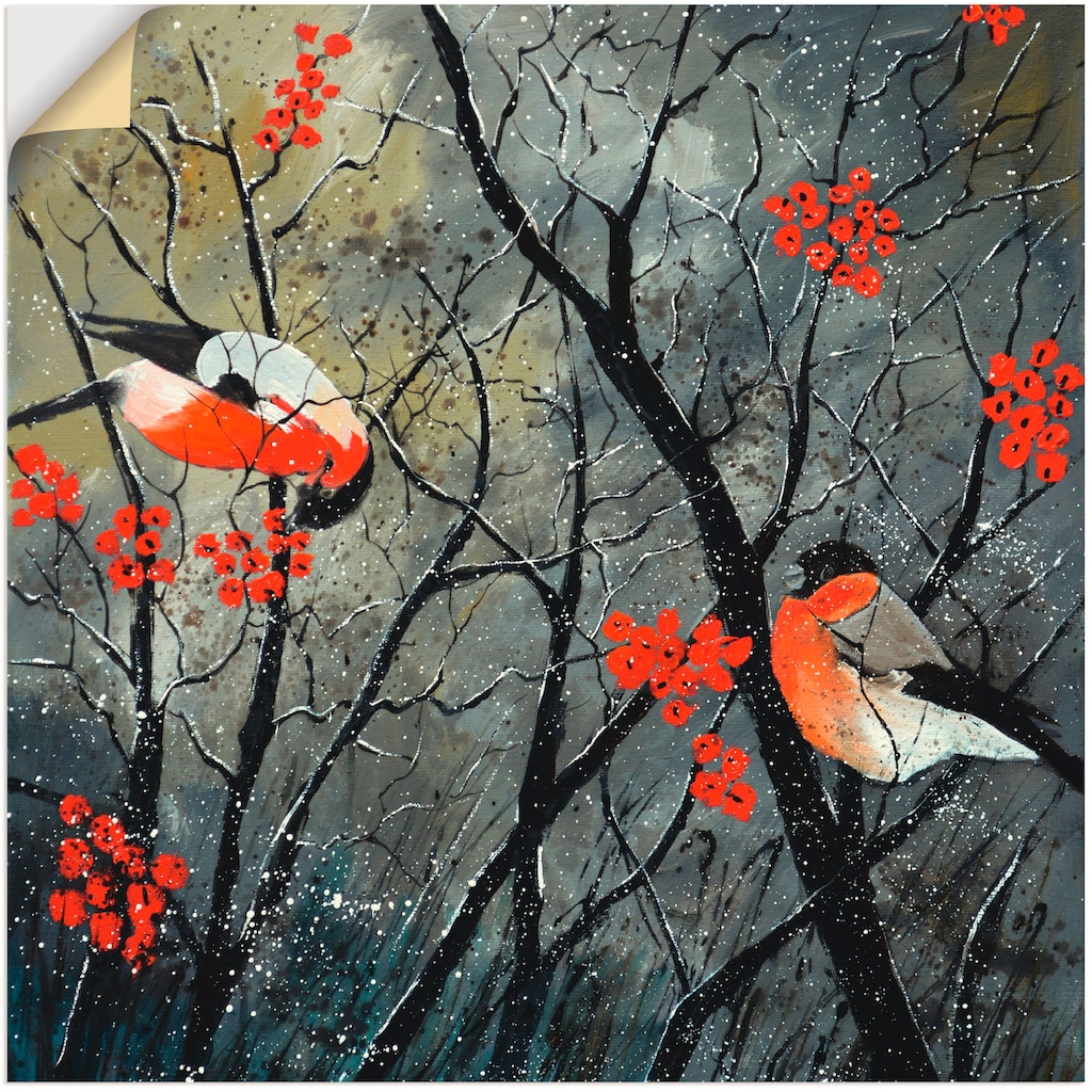 Artland Wandbild »rote Vögel im Winter«, Vögel, (1 St.)