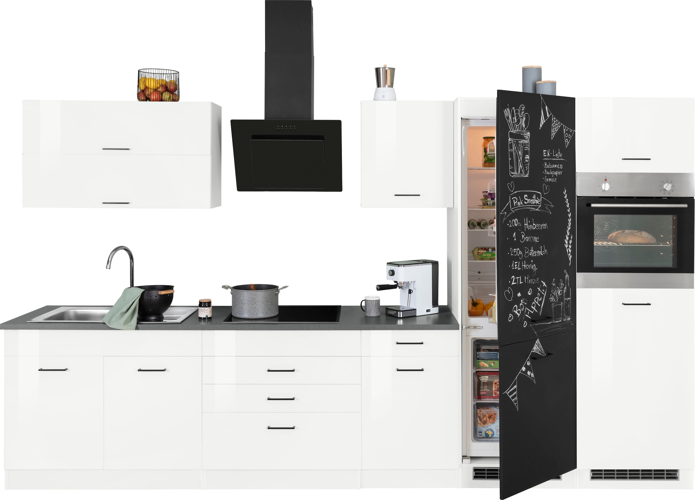 KOCHSTATION Küchenzeile »KS-Trier« mit E-Geräten, Breite 350 cm