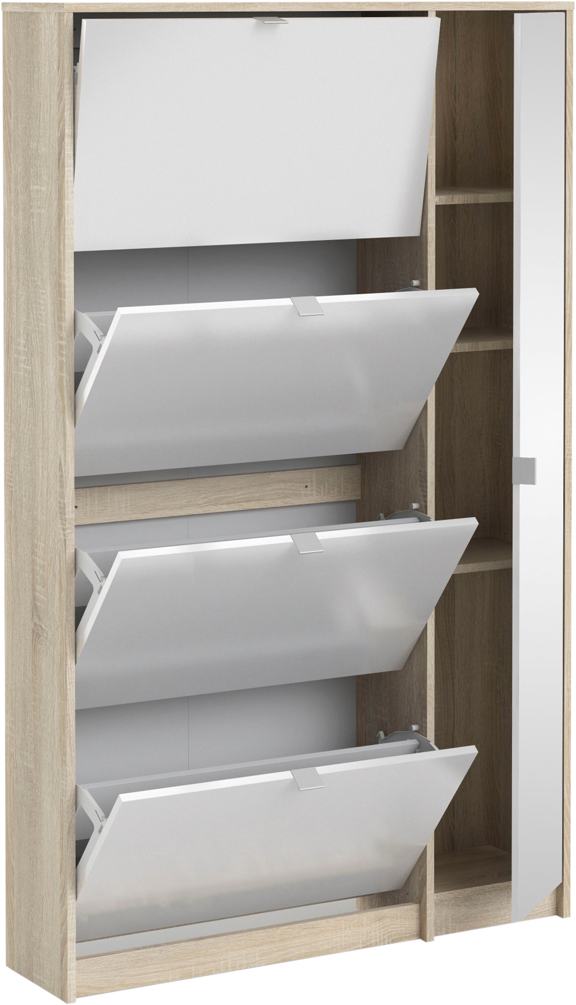 INOSIGN Schuhschrank »Shoes Schuhaufbewahrung, Schuhkommode, Schuhregal,« mit 3 Klappen, 2 Böden und 1 Tür, Breite 98,8 cm Höhe 162 cm