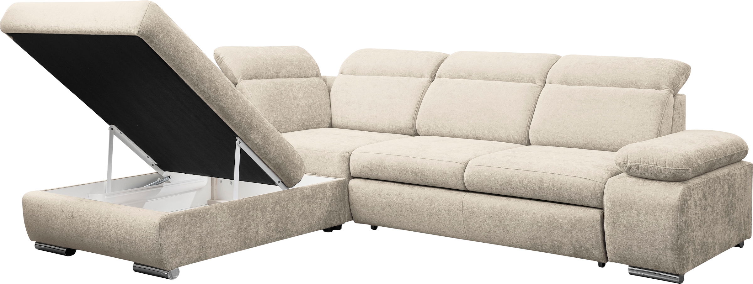 WERK2 Ecksofa »Alicante Cord, inkl. Bettfunktion & Bettkasten, Breite 280cm, L-Form«