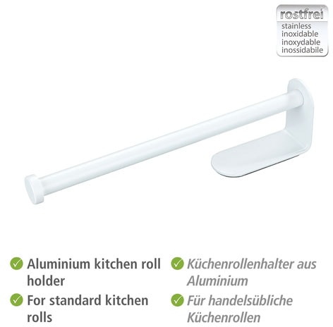 WENKO Küchenrollenhalter »Modell Nio«, selbstklebend, Befestigen ohne Bohren, rostfreies Aluminium