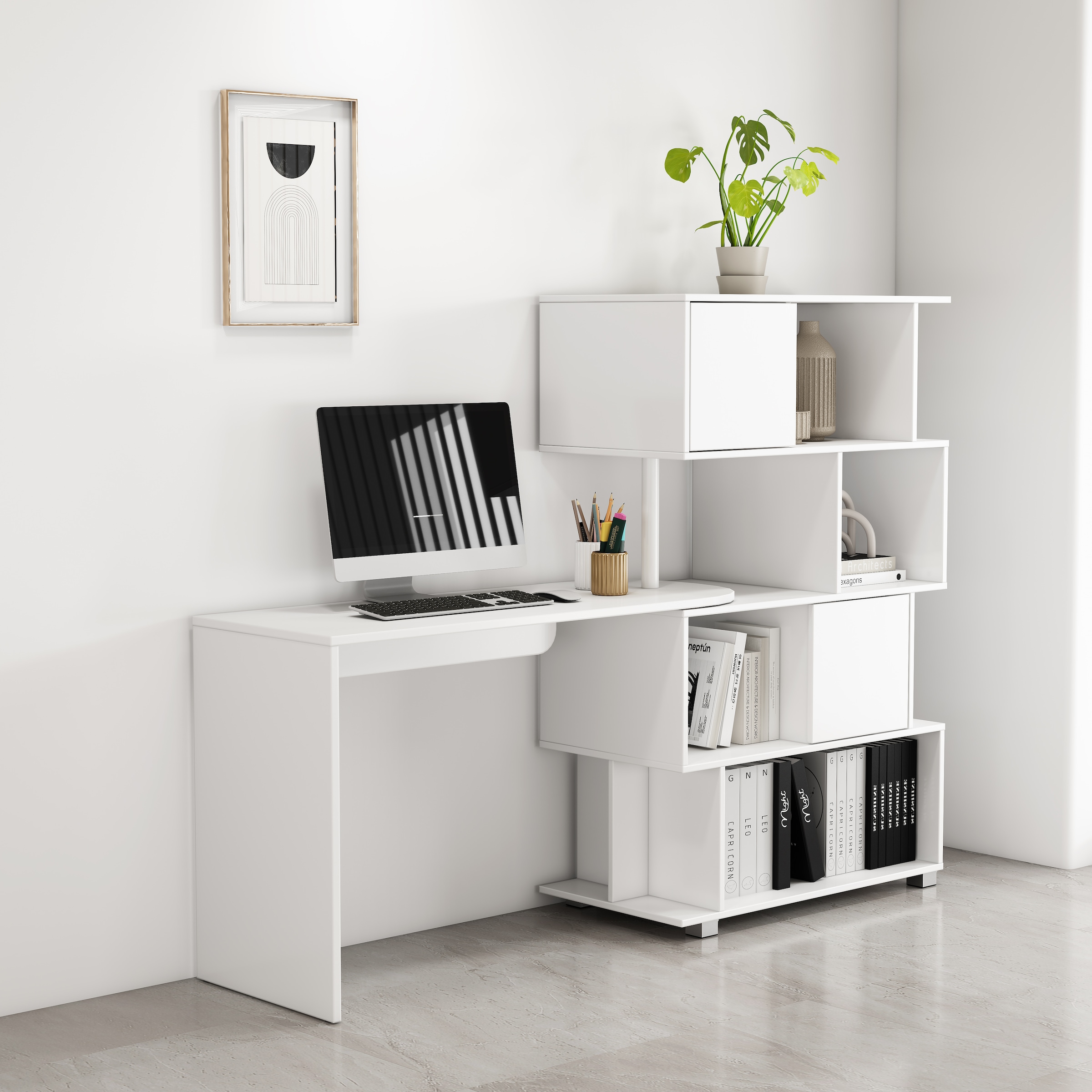 OTTO home Schreibtisch »Inovo« Set,  als Eckschreibtisch oder Schreibtisch nutzbar, viel Stauraum