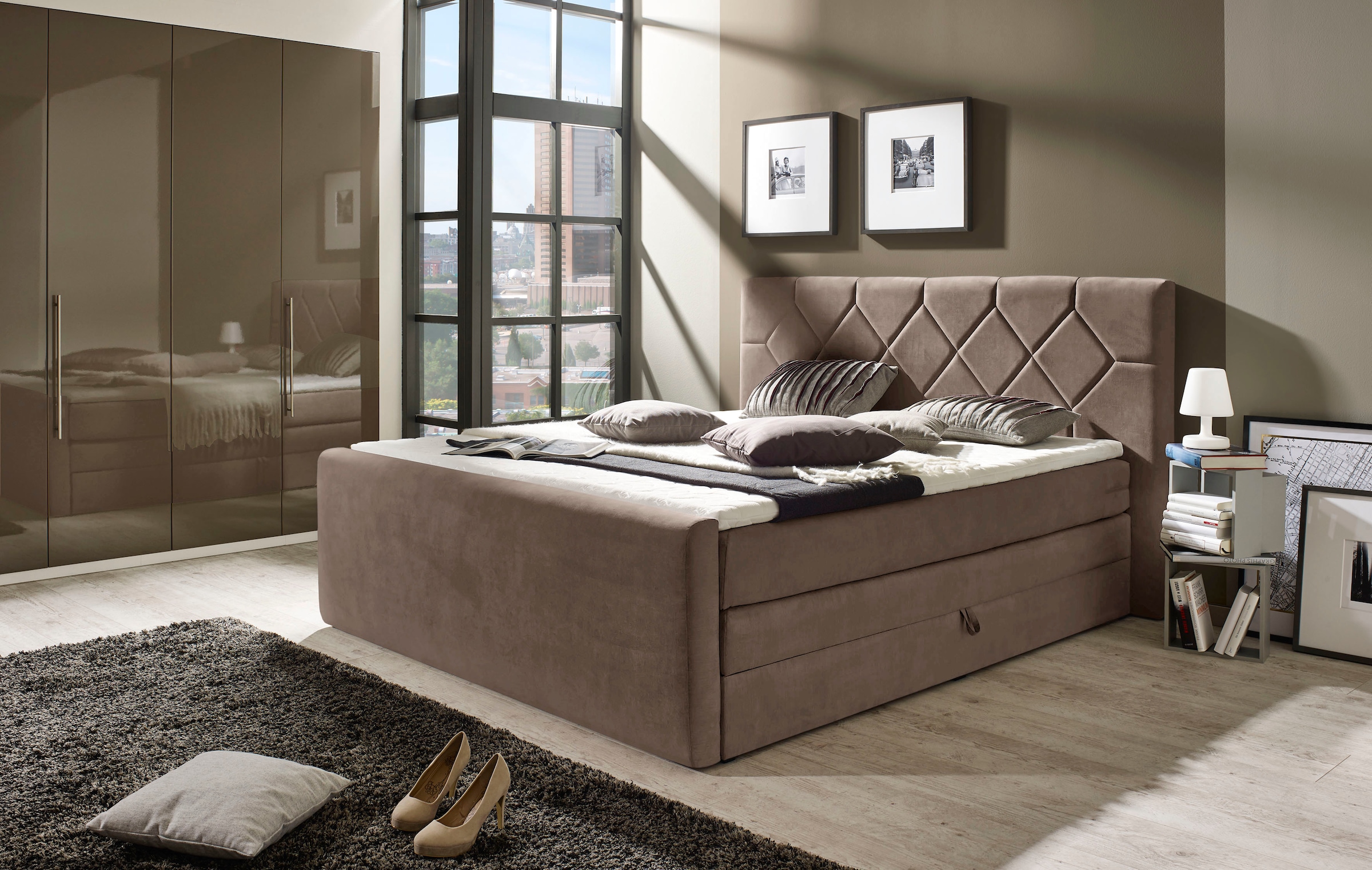 Places of Style Boxspringbett »Atlanta«, inklusive Topper und Bettkasten