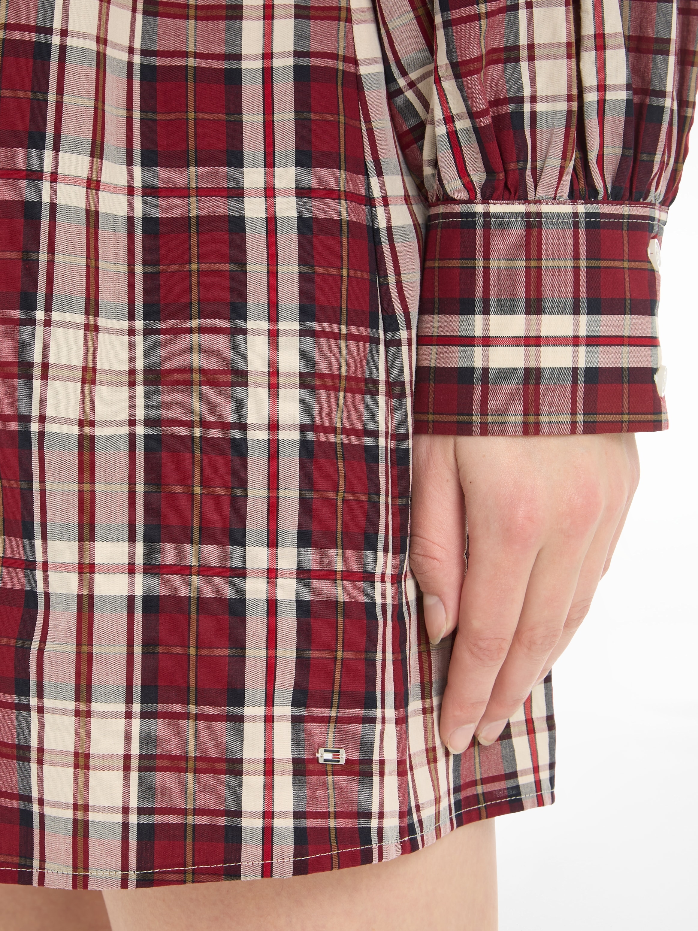 Tommy Hilfiger Blusenkleid »TARTAN CO V-NECK SHIRT DRESS«, mit 2-Knopf- Manschetten bei ♕