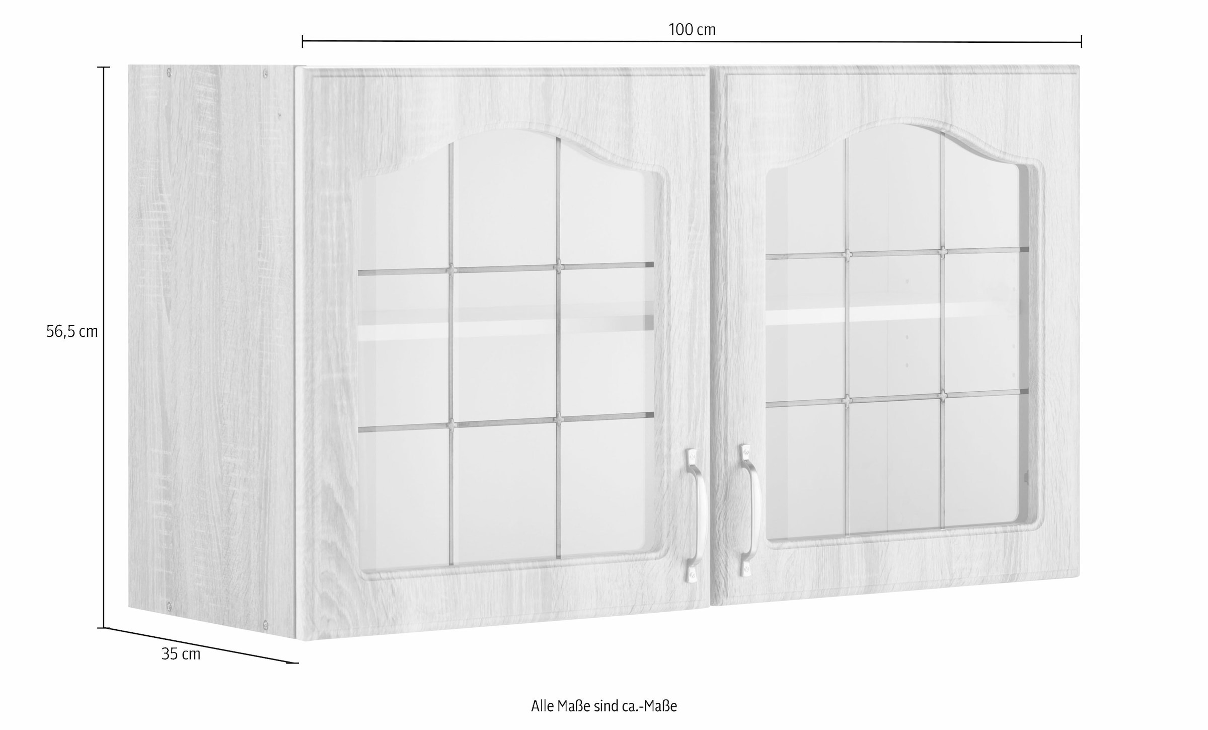 wiho Küchen Glashängeschrank »Linz«, 100 2 Raten breit, mit kaufen Glastüren auf cm