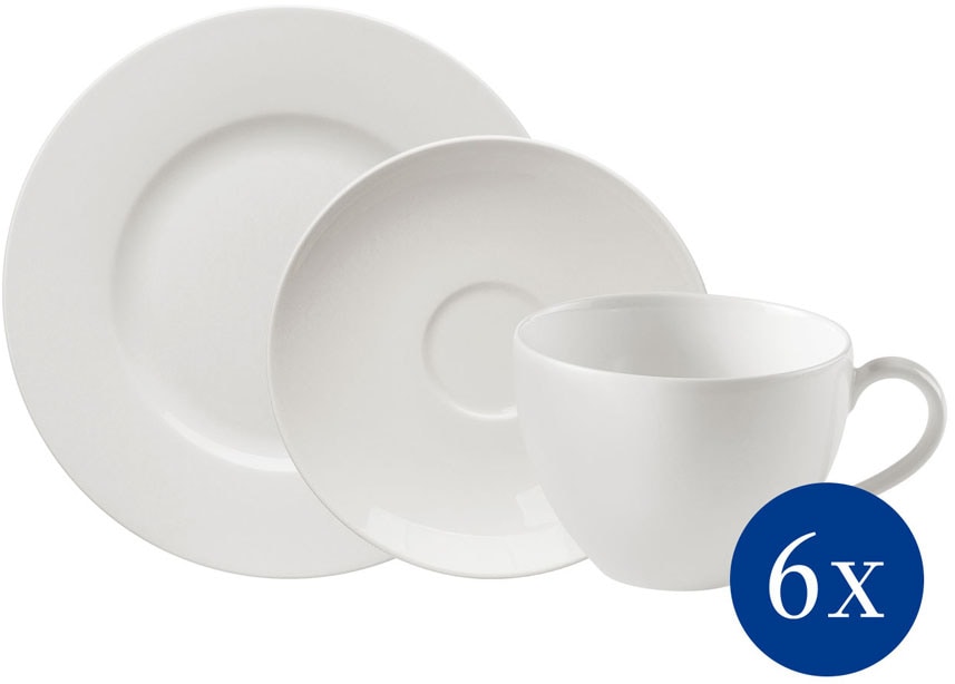 vivo Villeroy & Boch Group Kaffeeservice "Basic White" Made in Germany, Fine China Porzellan