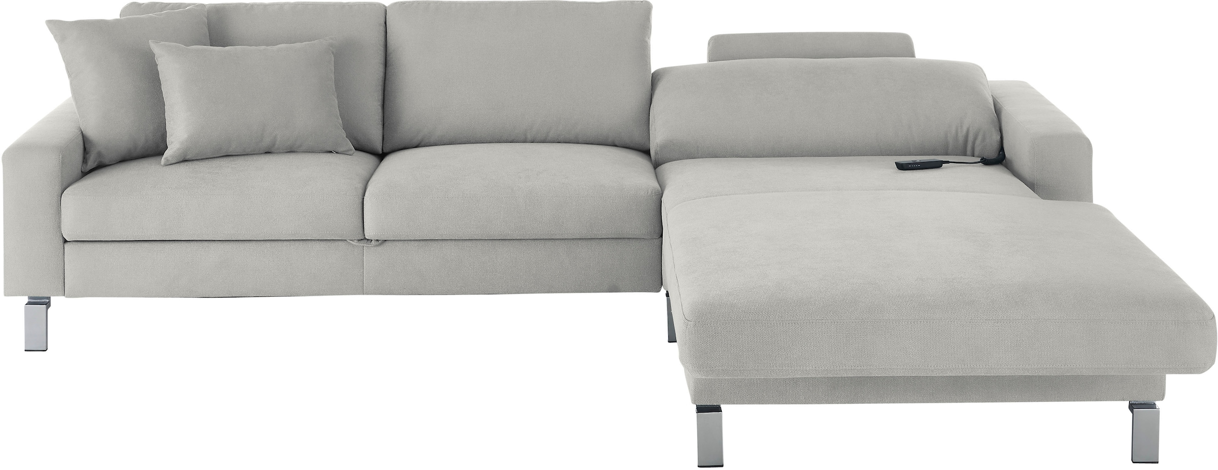 3C Candy Ecksofa »Lecce, wahlweise PUR-Schaumstoff oder Tonnentaschenfederkern«, Bett im 2,5-Sitzer, teilmotorische Schlaffunktion im Longchair, L-Form