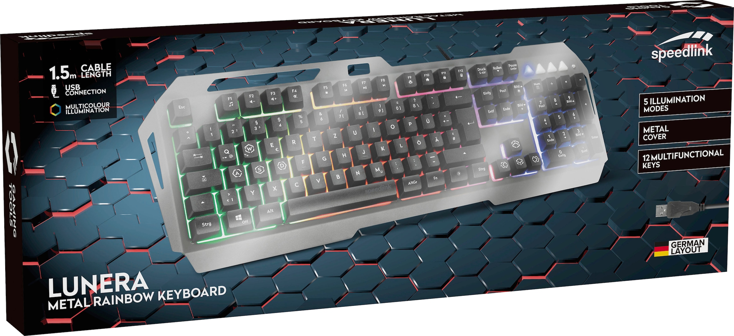 Speedlink Gaming-Tastatur »LUNERA Metal Rainbow«, (USB-Anschluss), mehrfarbige Beleuchtung