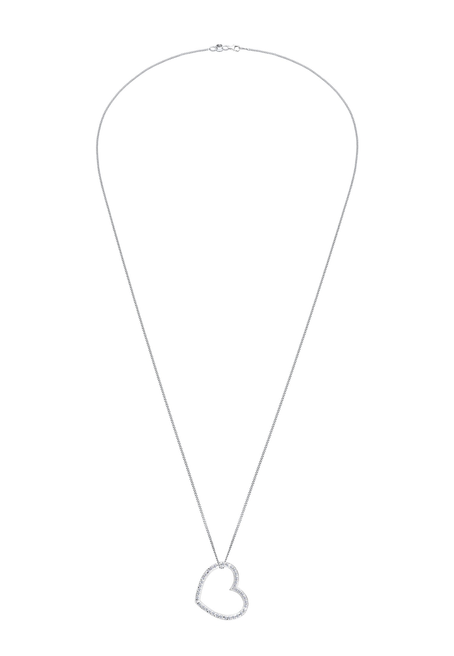 Elli Lange Kette »Halskette Herz Zirkonia Weiß 925 Sterling Silber«