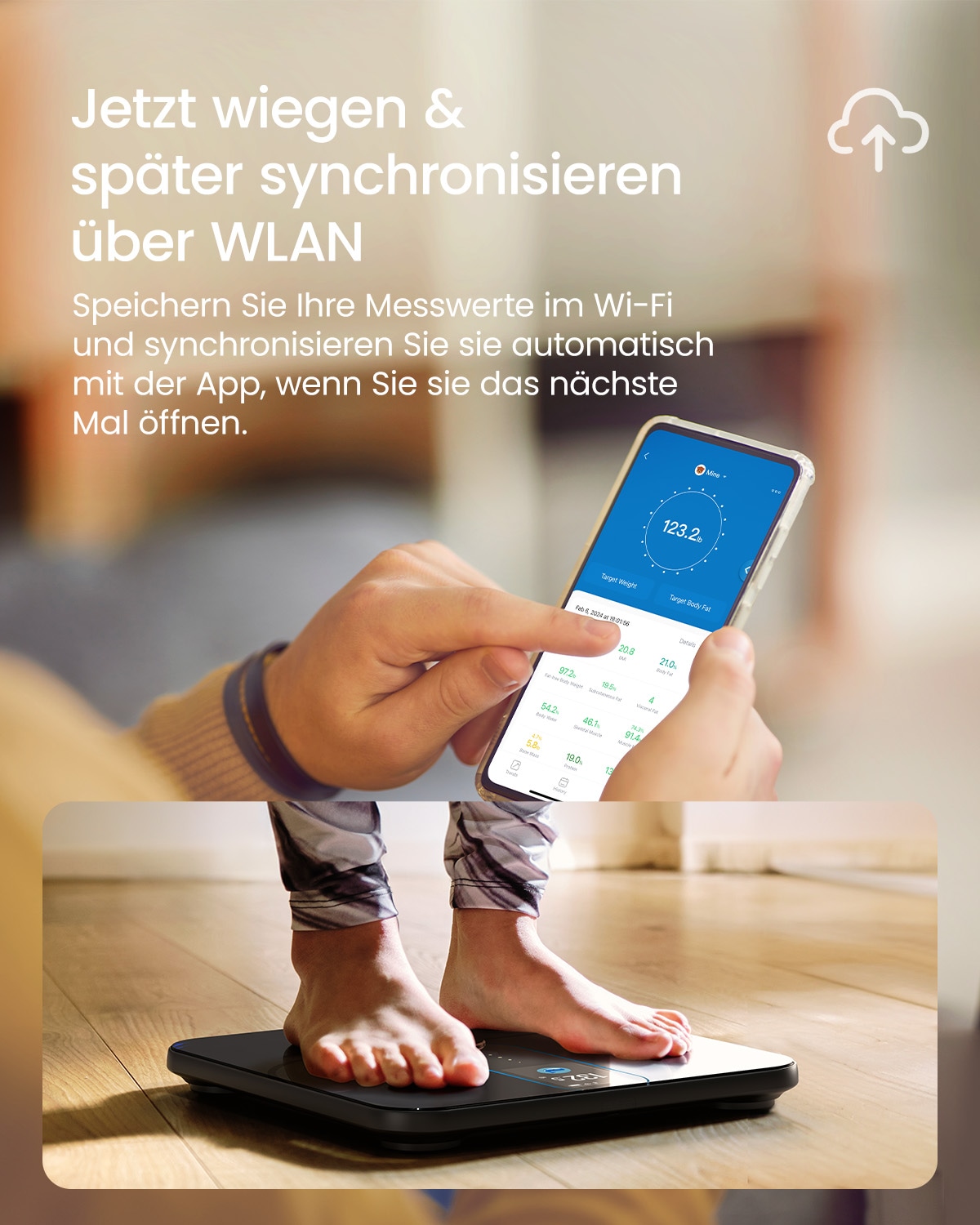 Renpho Körper-Analyse-Waage »Elis Nova WIFI Smart Body Scale A031«, Smarte Analysewaage mit 13 Körpermessungen & 5 Gesundheitszielen