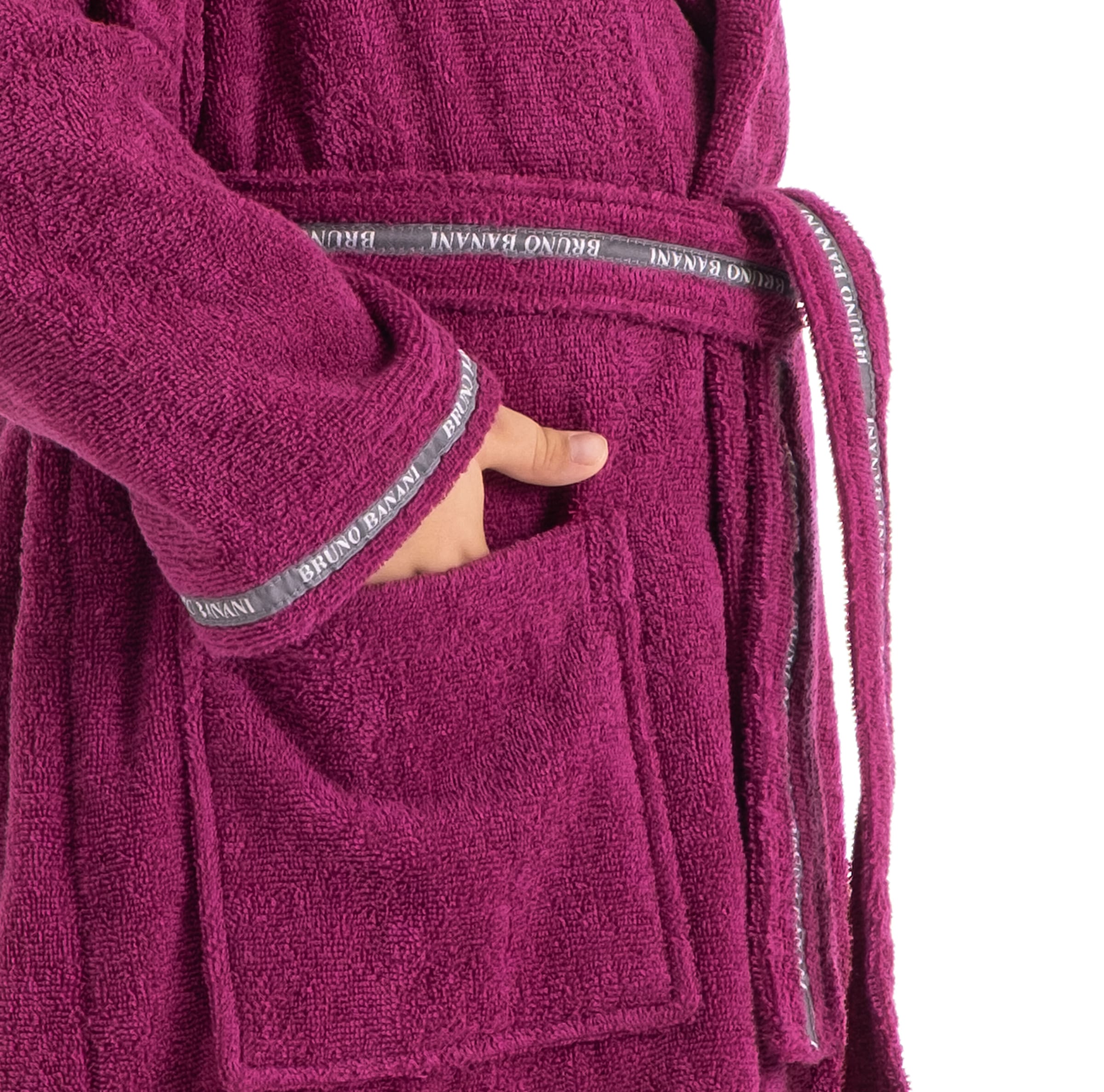Bruno Banani Kinderbademantel »Danny, Ideal für Zuhause, Schwimmbad oder im Urlaub«, (1 St.), mit Logostreifen, aus 100% Baumwolle