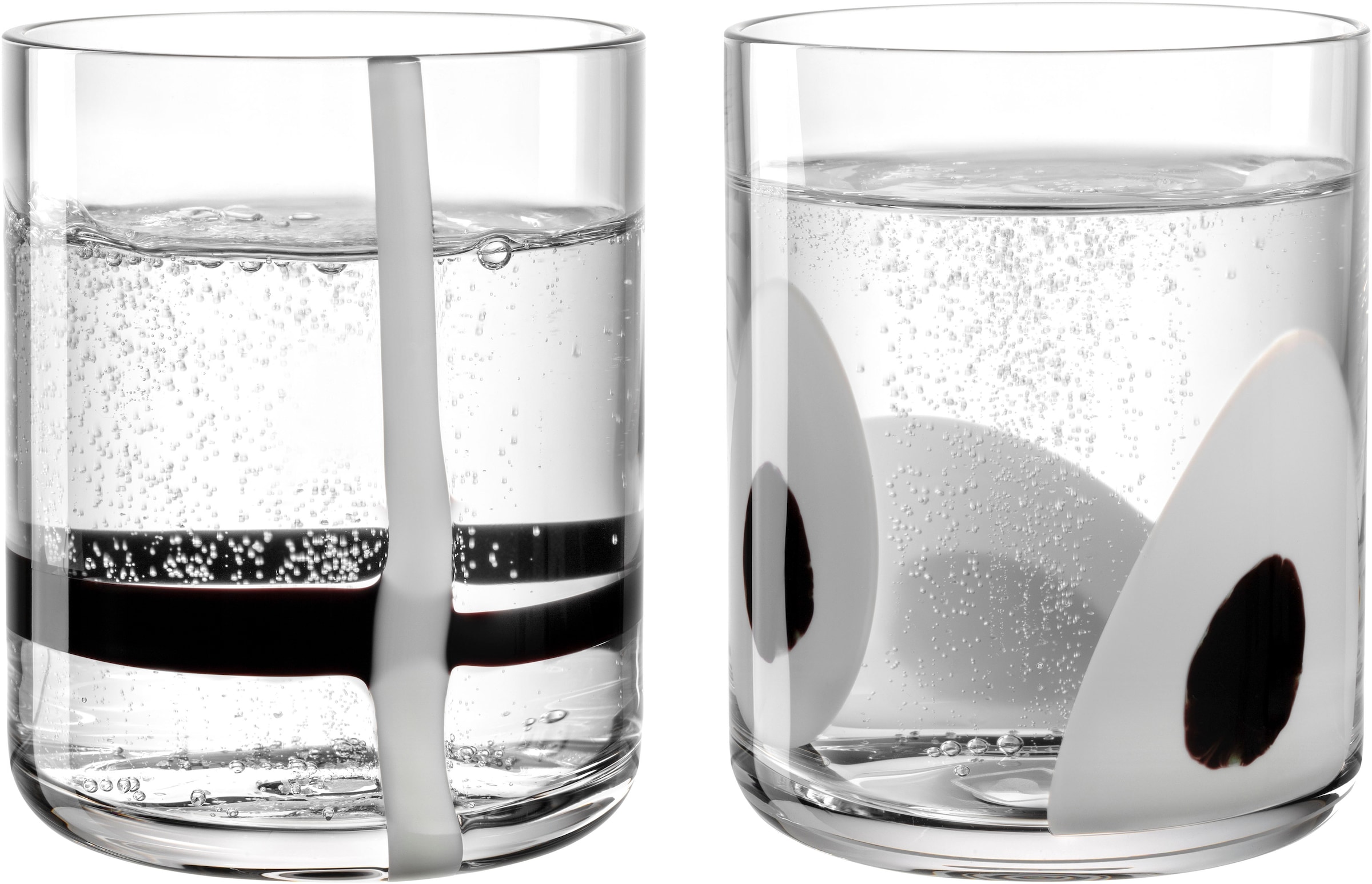 LEONARDO Gläser-Set »Trinkglas BANDA NERA, 300 ml, 2er-Set« mit weißen und schwarzen Dekor