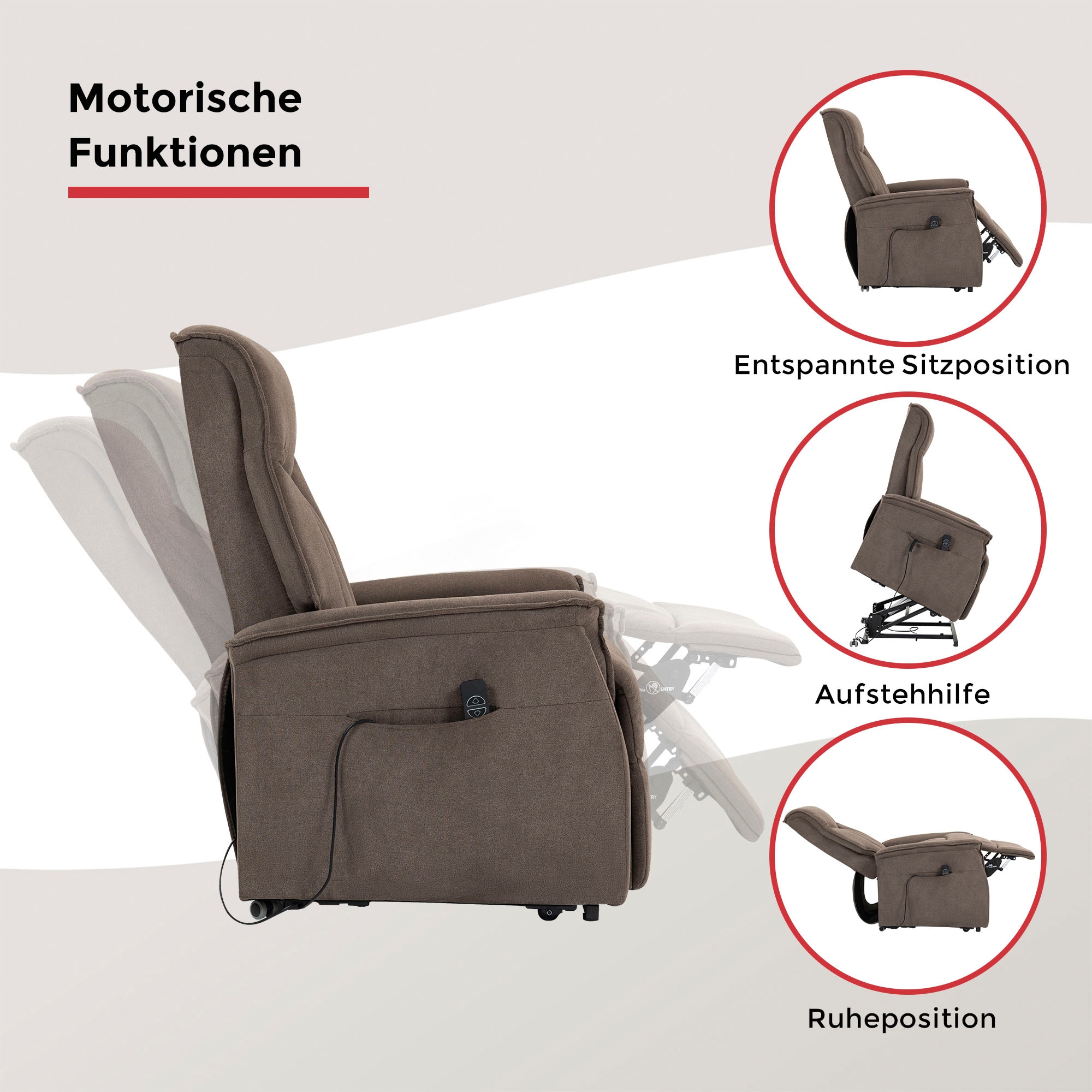 Duo Collection TV-Sessel »Aurora XXL bis 150 kg belastbar, mit elektrischer Aufstehhilfe« Relaxfunktion und Taschenfederkern mit Stahlwellenunterfederung
