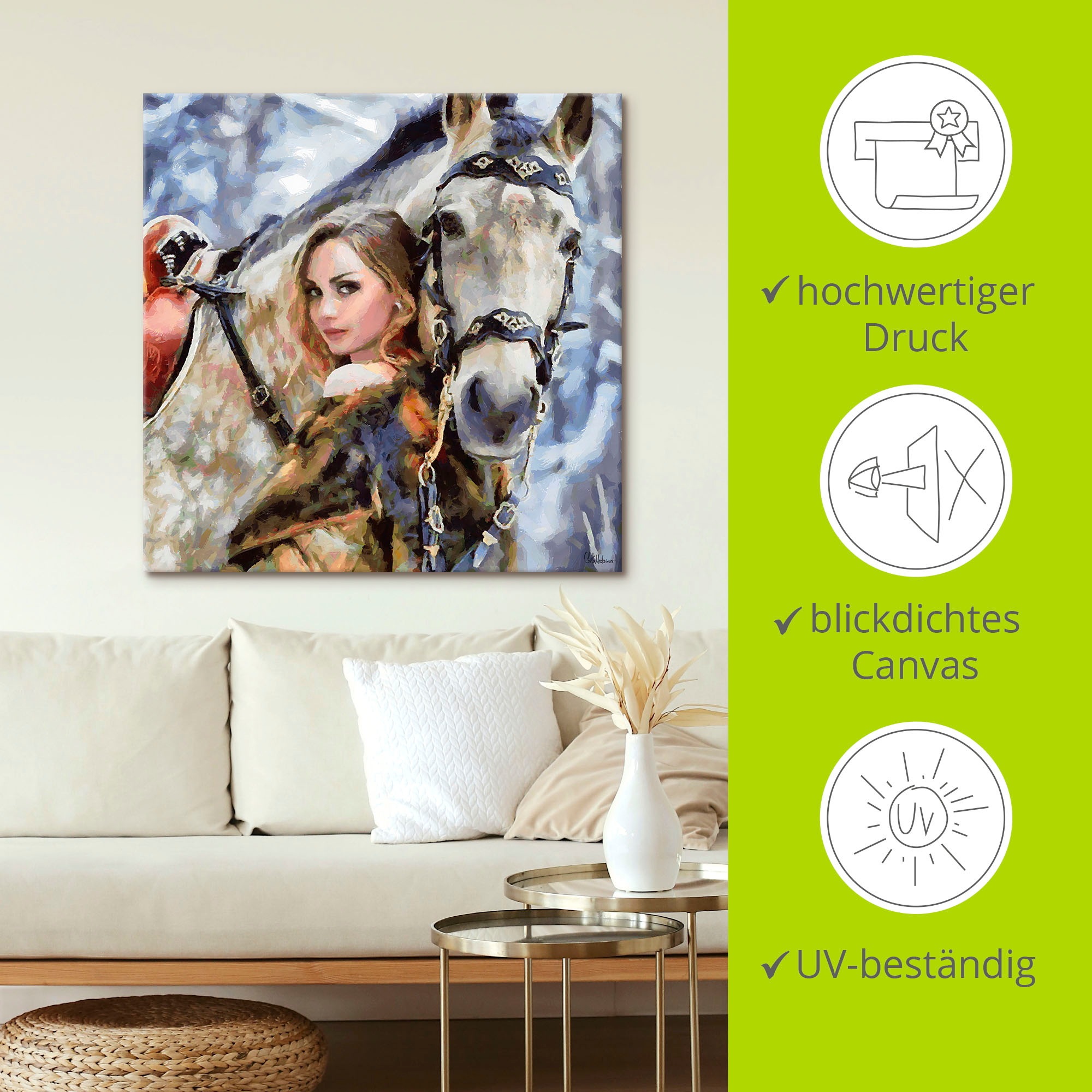 Artland Wandbild »Mädchen mit weißem Pferd«, Portrait, (1 St.), als Leinwandbild, Poster, Wandaufkleber in verschied. Größen