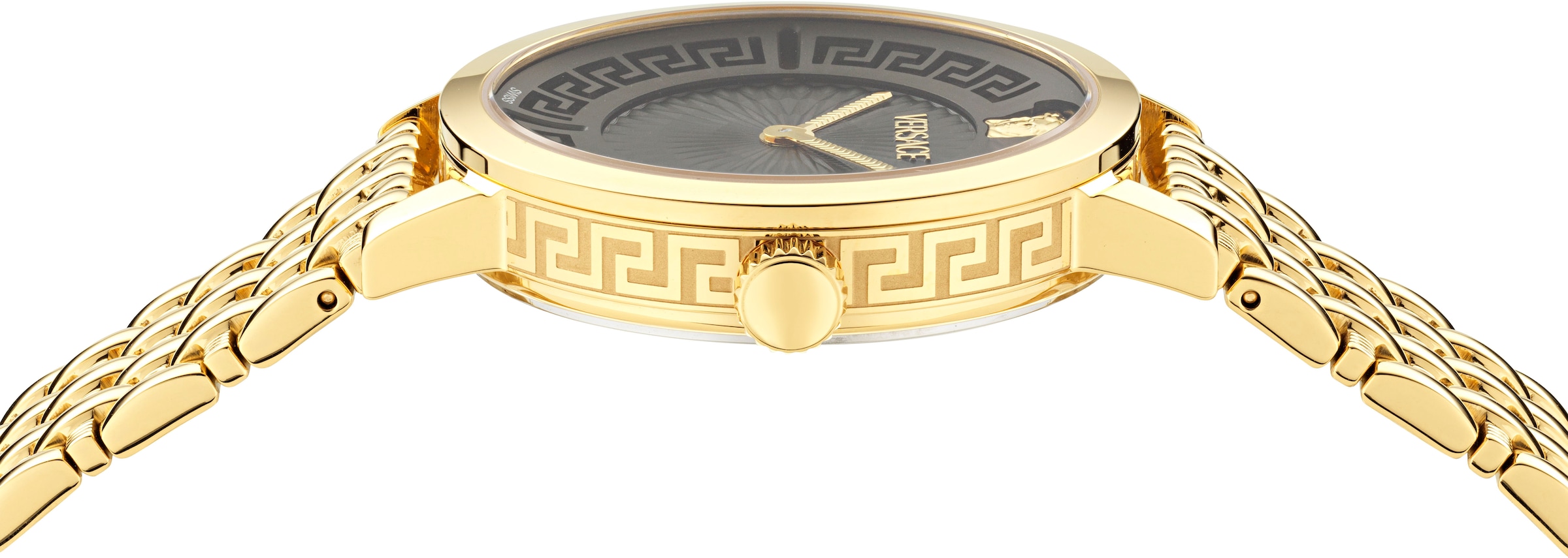 Versace Quarzuhr »GRECA FORTUNA« Armbanduhr, Damenuhr, Swiss Made, Edelstahlarmband, analog