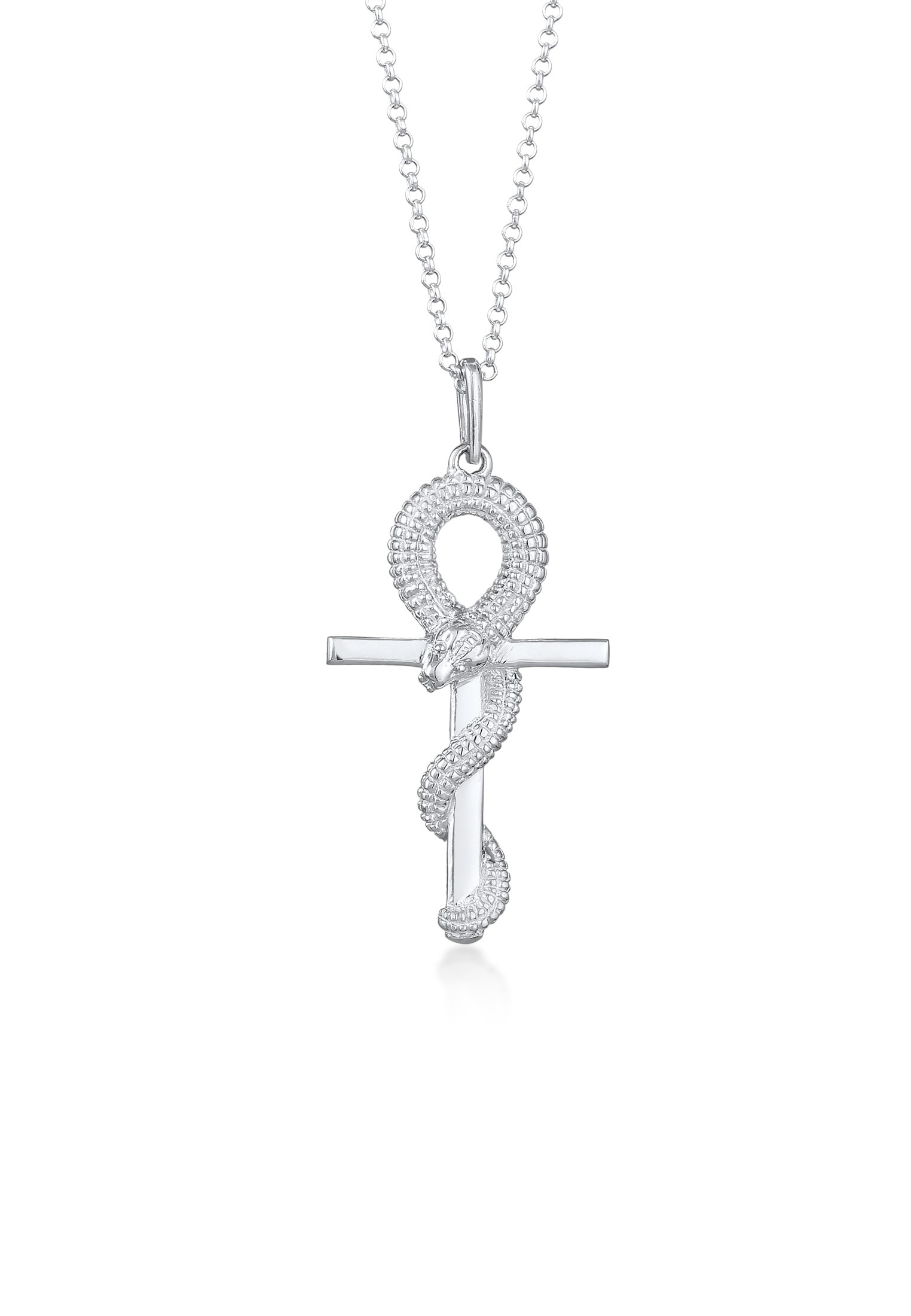 Kuzzoi Lange Kette »Halskette Herren Kreuz Schlange 925 Silber«