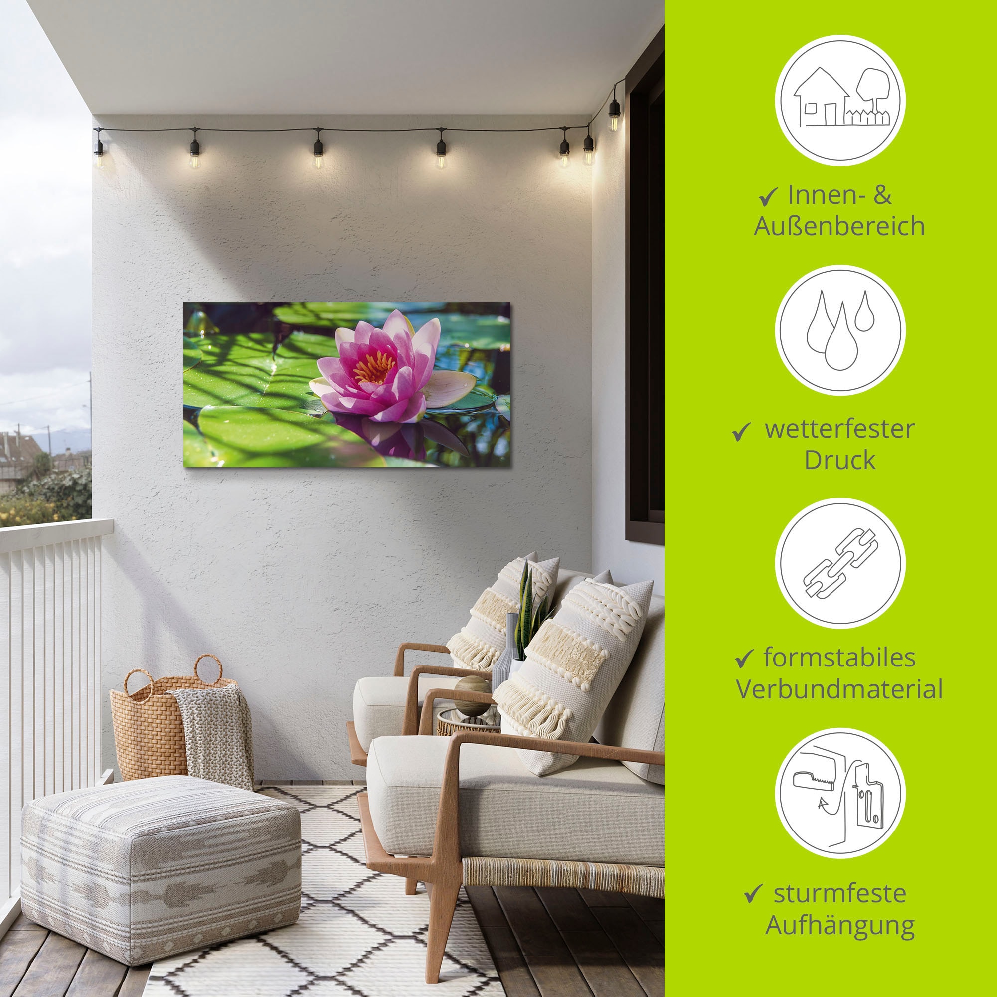 Artland Wandbild »Seerose Nahaufnahme«, Blumenbilder, (1 St.), als Alubild, Outdoorbild, Leinwandbild, Wandaufkleber, versch. Größen