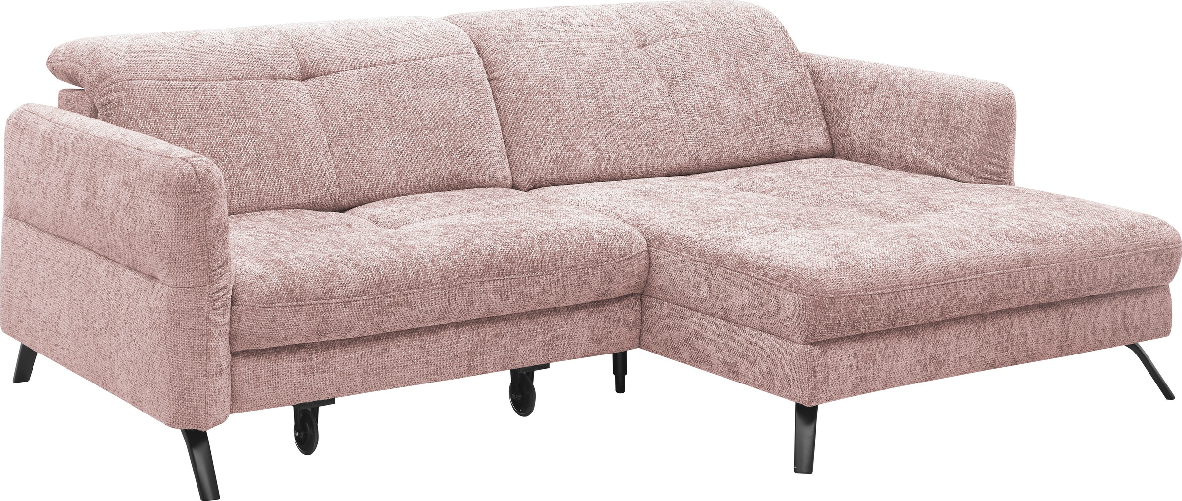set one by Musterring Ecksofa »SO 4400 V«, wahlweise mit motorischer Bettfunktion & Kopfverstellung, Fuß schwarz