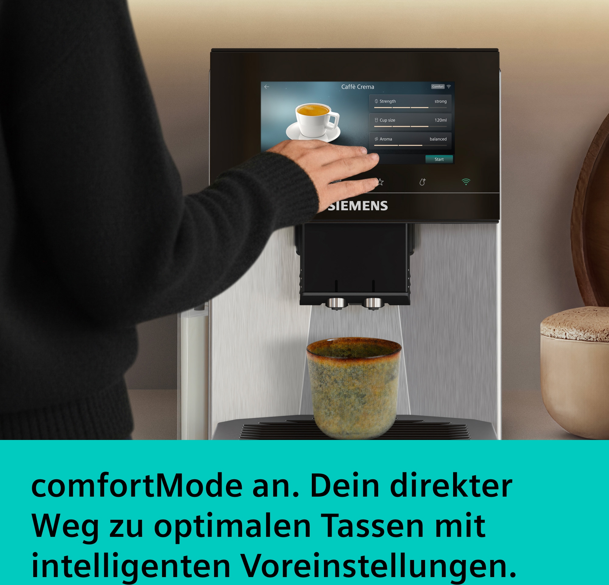 SIEMENS Kaffeevollautomat »EQ900 TQ923E03, 41 versch. Getränke, XL-Getränke, Doppeltassenfunktion« farbiges 6.8'' TFT-Display, individuelle Aromaeinstellung, Edelstahl