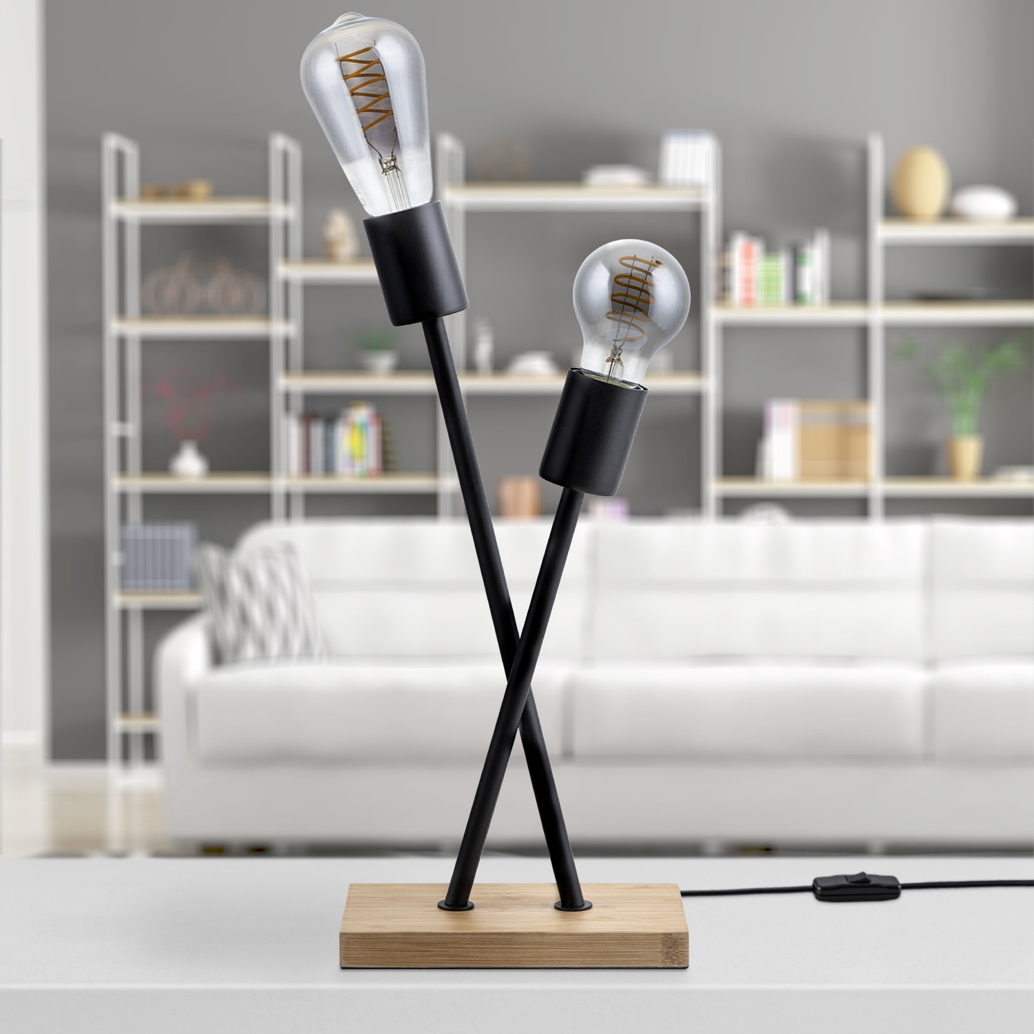 Paco Home Tischleuchte »IKS« E27 Stehlampe  LED Lampe Wohnzimmer Vintage Retro Industrial Design E27