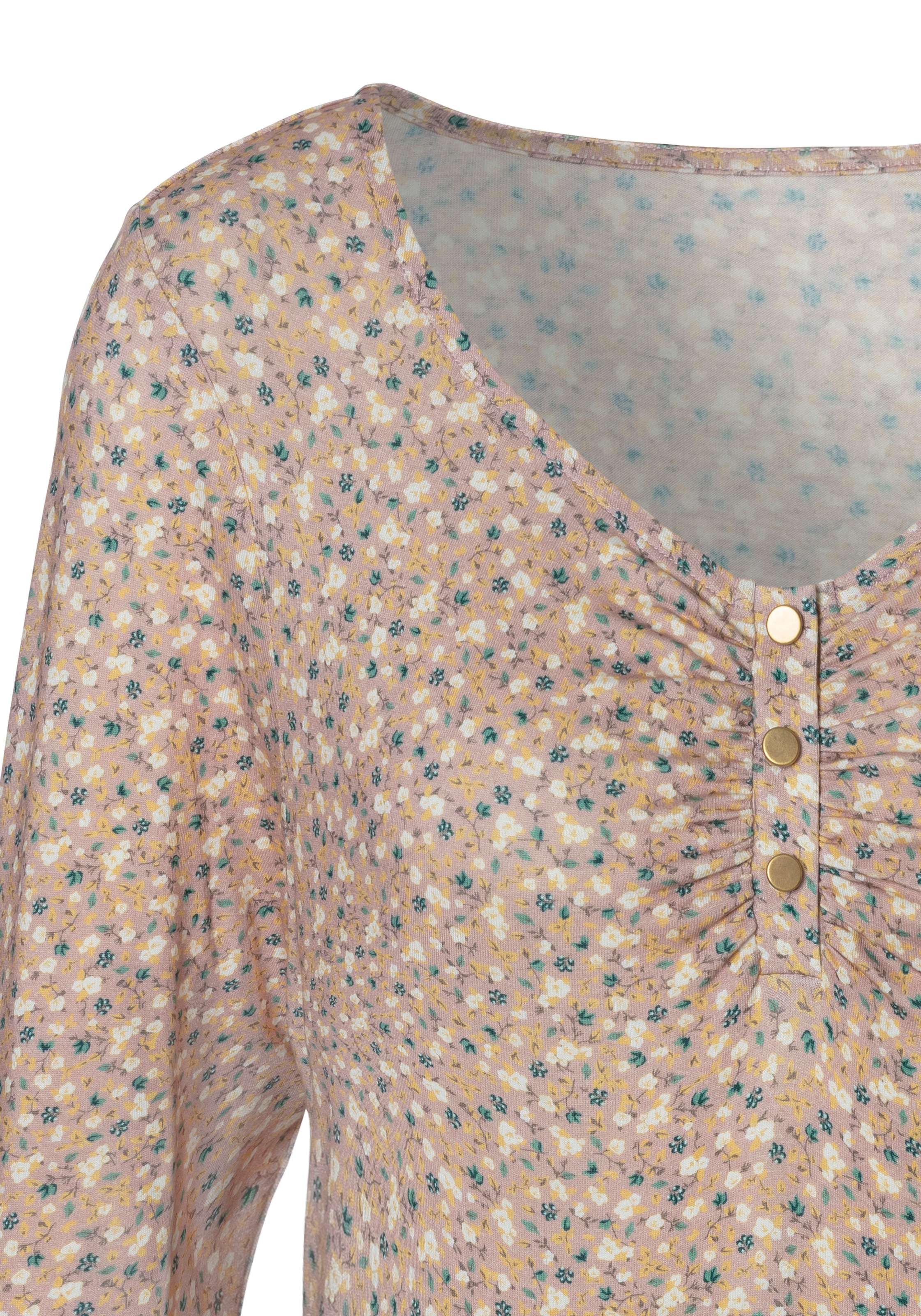 Vivance 3/4-Arm-Shirt »mit kurzer Zierknopfleiste« aus weichem Viskose-Stretch