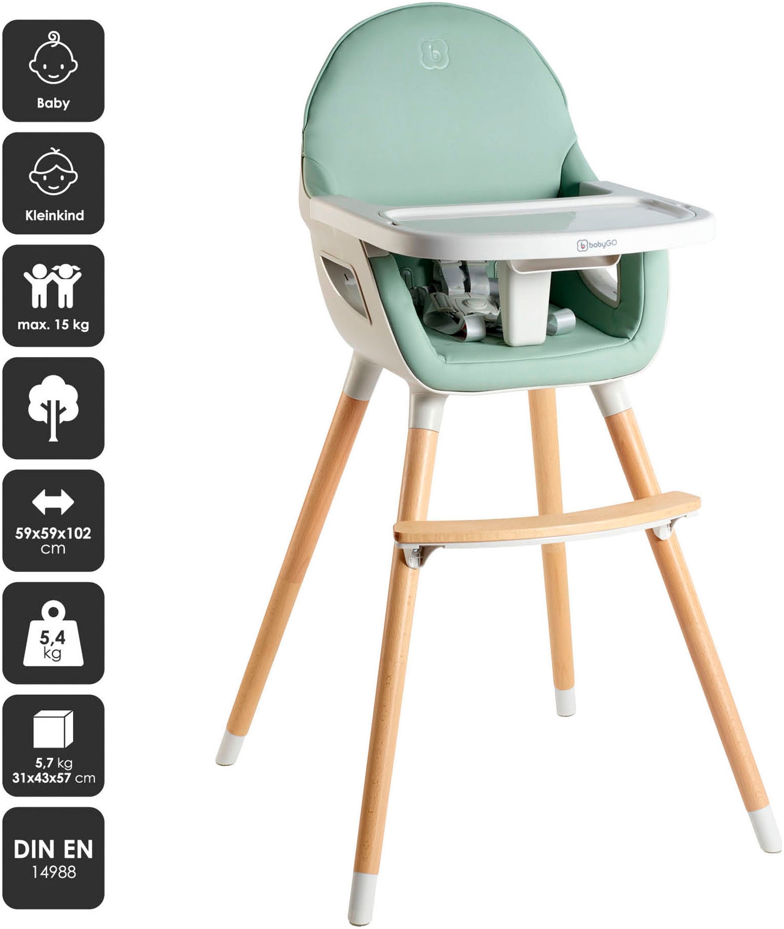 BabyGo Hochstuhl »Scandi - wood«