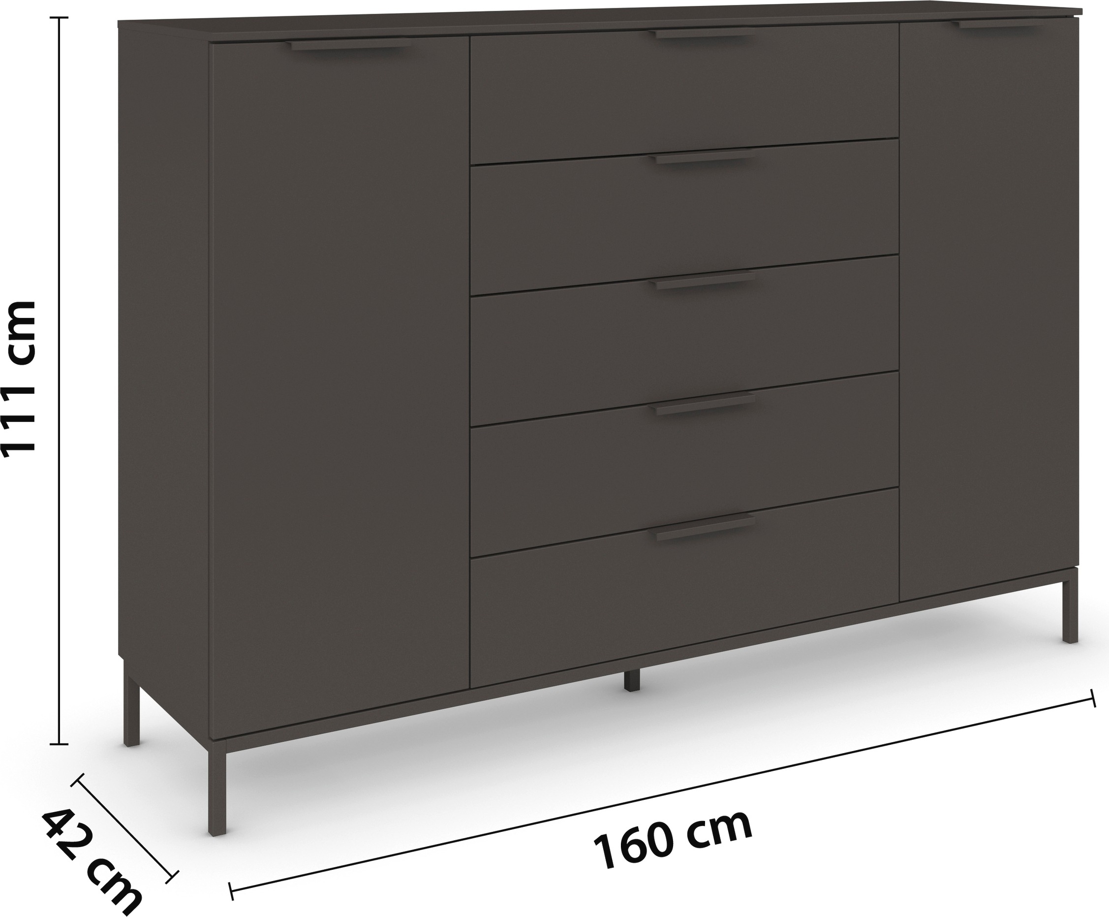 rauch Kombikommode »Kommode Türkommode Sideboard Kombikommode FLIPP«, (Breite 160/180 cm mit 4 Einlegeböden), 2-türig mit 5 Schubladen und Soft-Close-Funktion in zwei Breiten