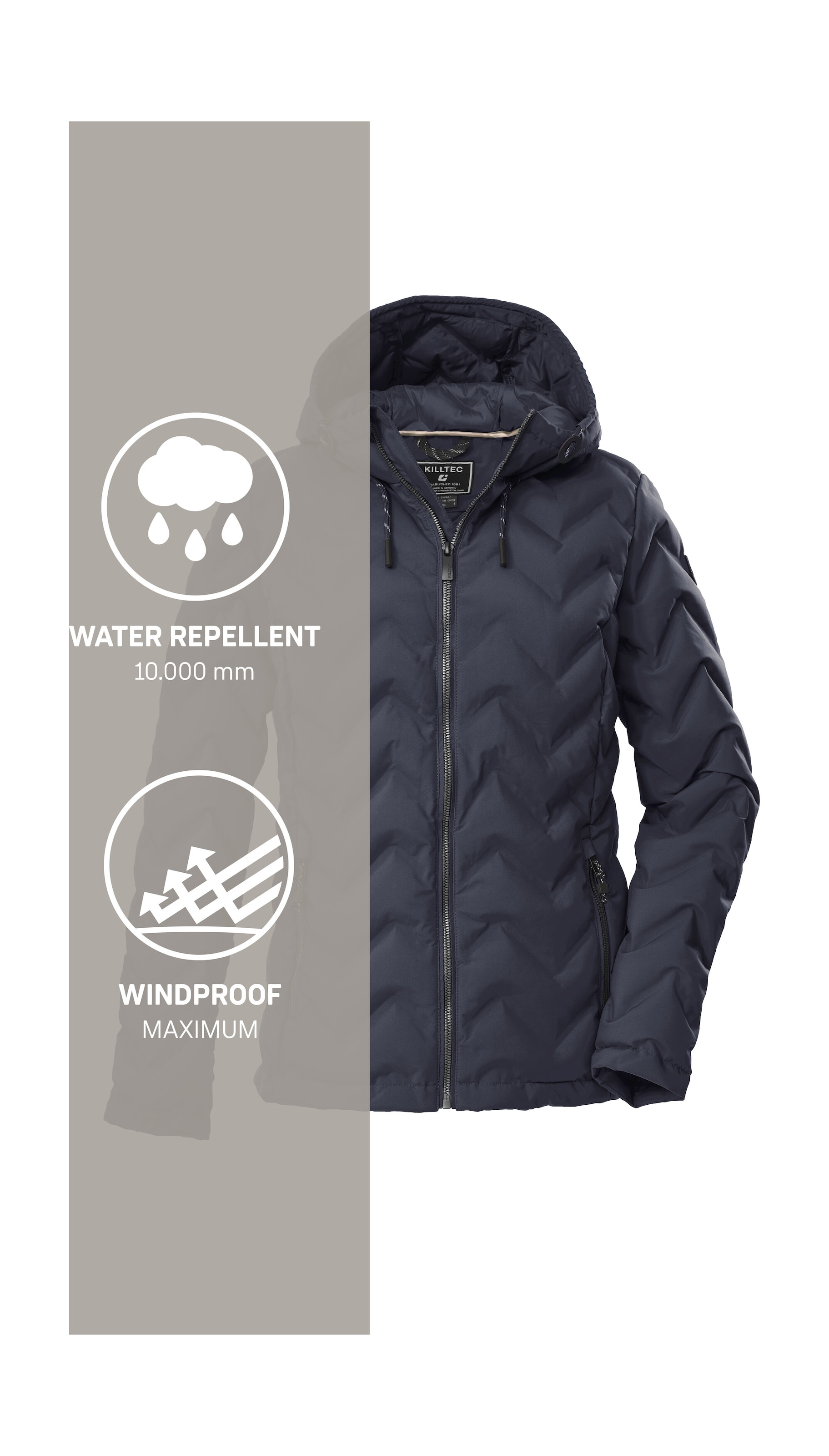 Killtec Steppjacke »KOW 23 WMN QLTD JCKT« Wasserabweisende Damenjacke mit verstellbarer Kapuze und Taschen