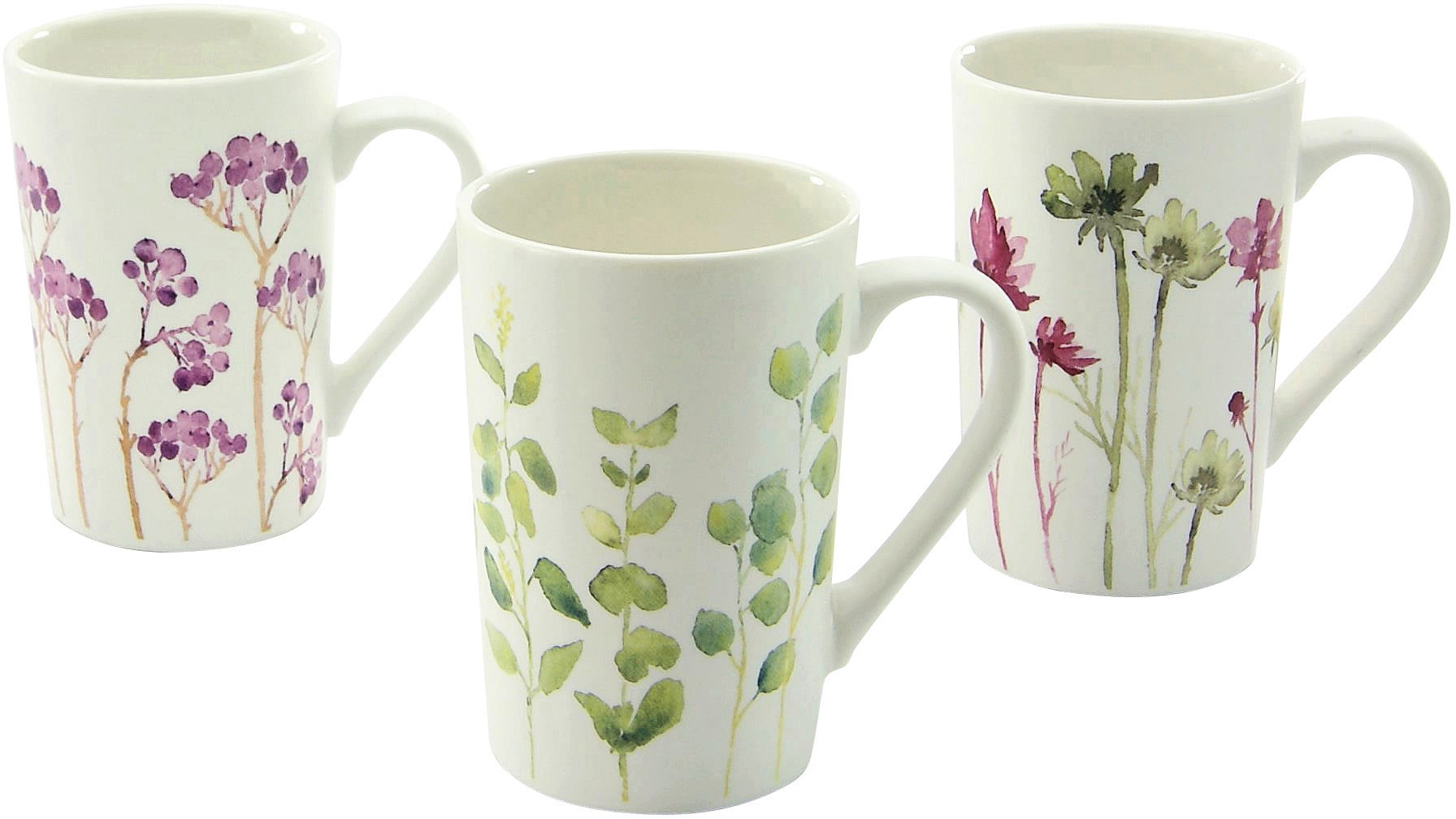 6-teilig (Set, XXL Tassen 6 tlg.), Jahren Set, mit CreaTable Botanica«, »Kaffeebecher 3 Blumenmotive, Becher Garantie