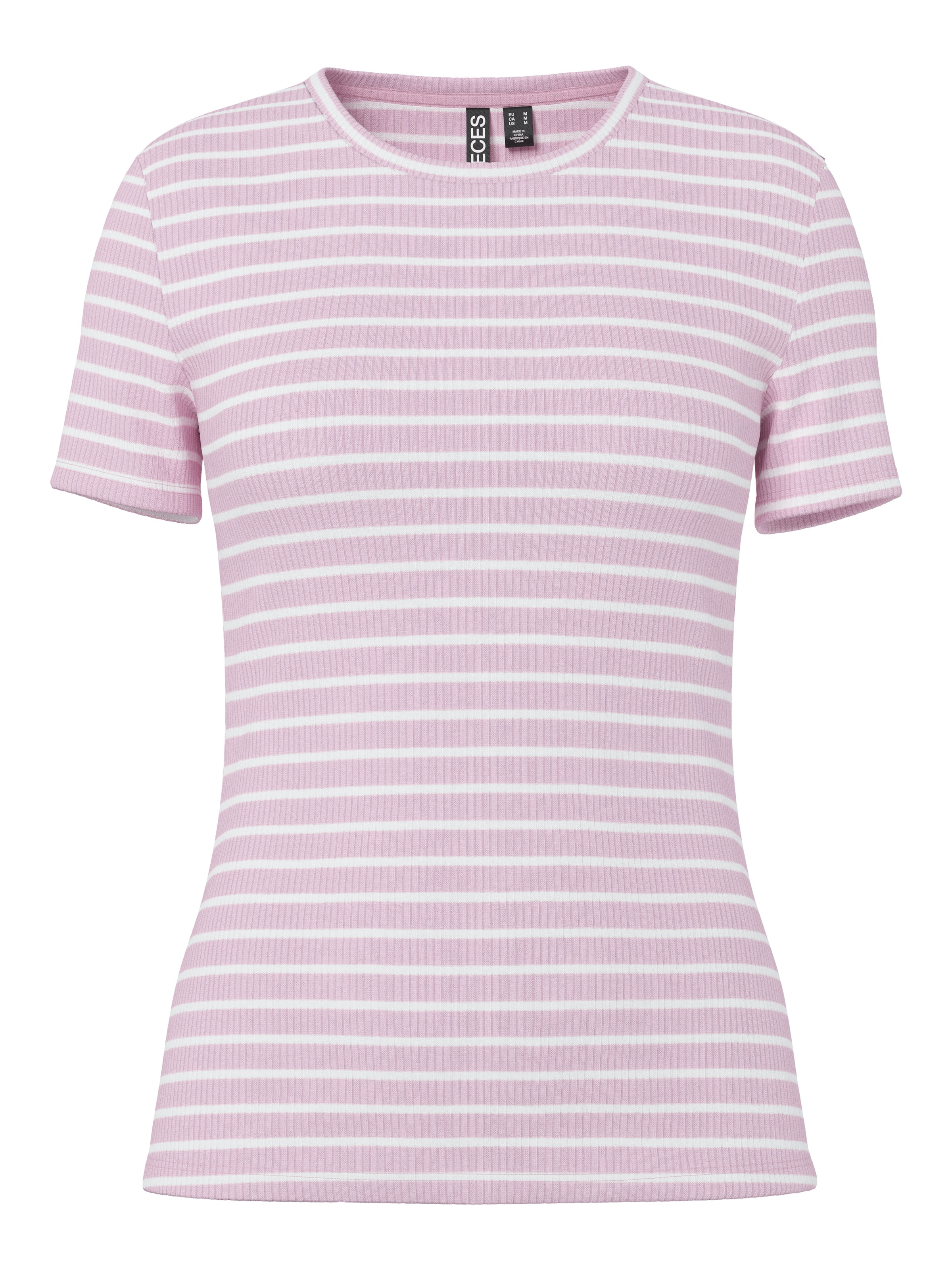 pieces Kurzarmshirt »PCRUKA SS TOP JRS NOOS BC« mit gerippter Struktur