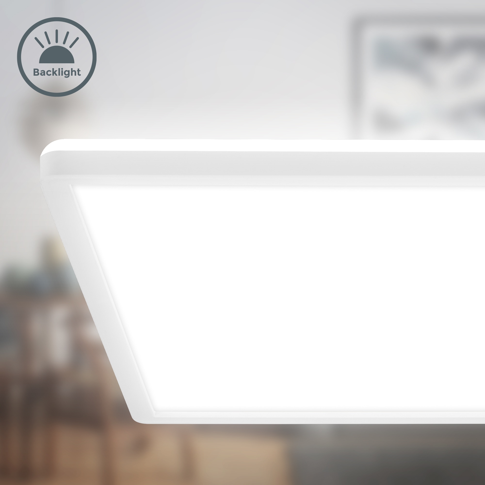 B.K.Licht LED Deckenleuchte »BKL1601 Ultraflache Deckenlampe, LED Panel mit Backlight« LED-Modul 1 Stk. Neutralweiß 4.000K, 3.000 Lm, 22W, indirekte Hintergrundbeleuchtung, 42x42cm, Weiß