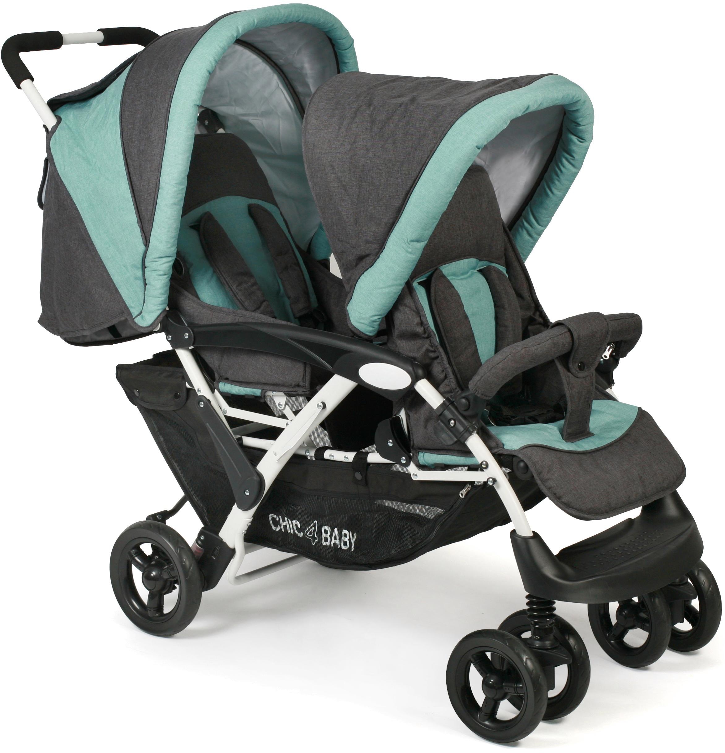 CHIC4BABY Geschwisterwagen »Duo, melange mint«, mit feststellbaren  Doppelschwenk-Vorderrädern bei ♕