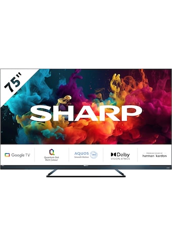 LED-Fernseher »SHARP 75FQ5EG Quantum Dot Google TV 189 cm (75 Zoll) 4K Ultra HD QLED«,...