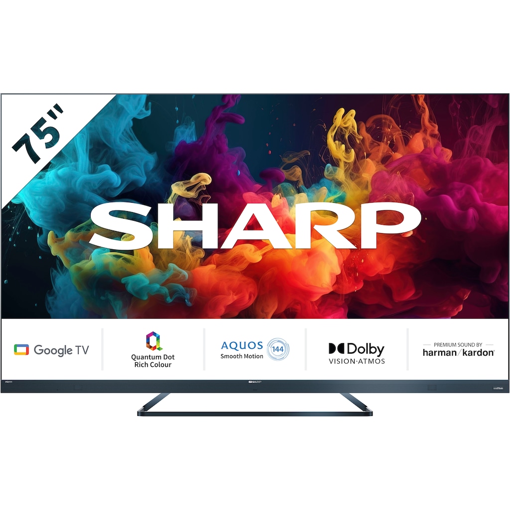 Sharp LED-Fernseher »SHARP 75FQ5EG Quantum Dot Google TV 189 cm (75 Zoll) 4K Ultra HD QLED«, 189 cm/75 Zoll, 4K Ultra HD, Google TV