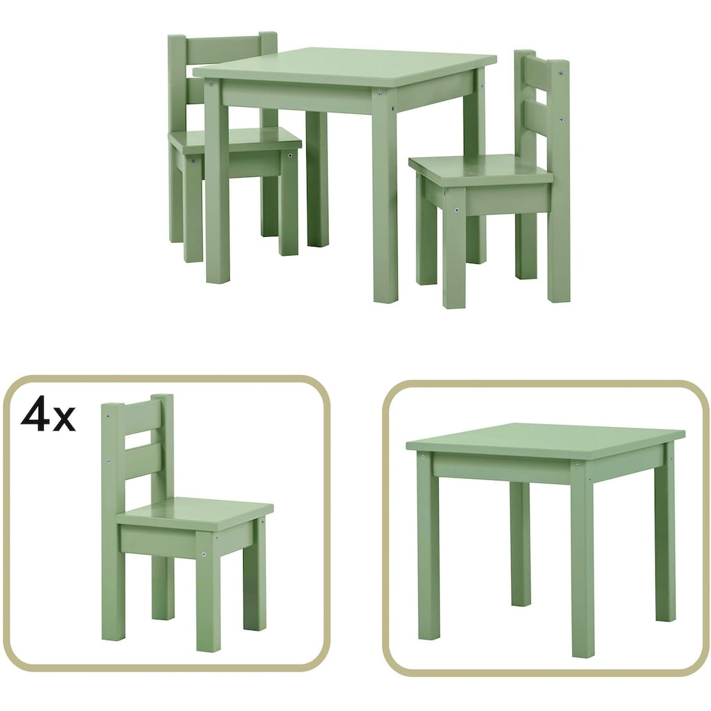 Hoppekids Kindersitzgruppe »MADS Kindersitzgruppe«, (Set, 5 tlg., 1 Tisch, 4 Stühle)