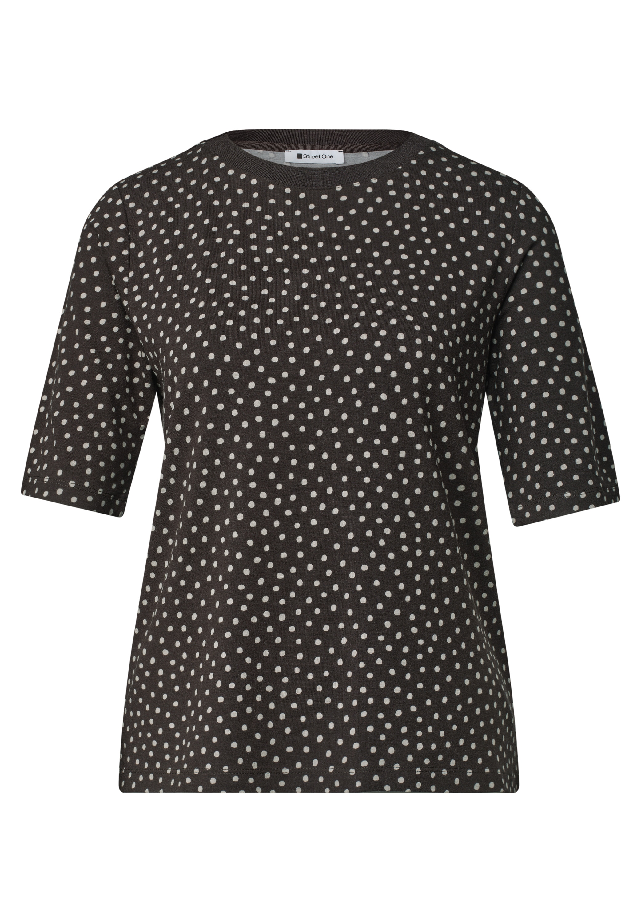 STREET ONE Kurzarmshirt Sommershirt / gepunktet / Rundhals