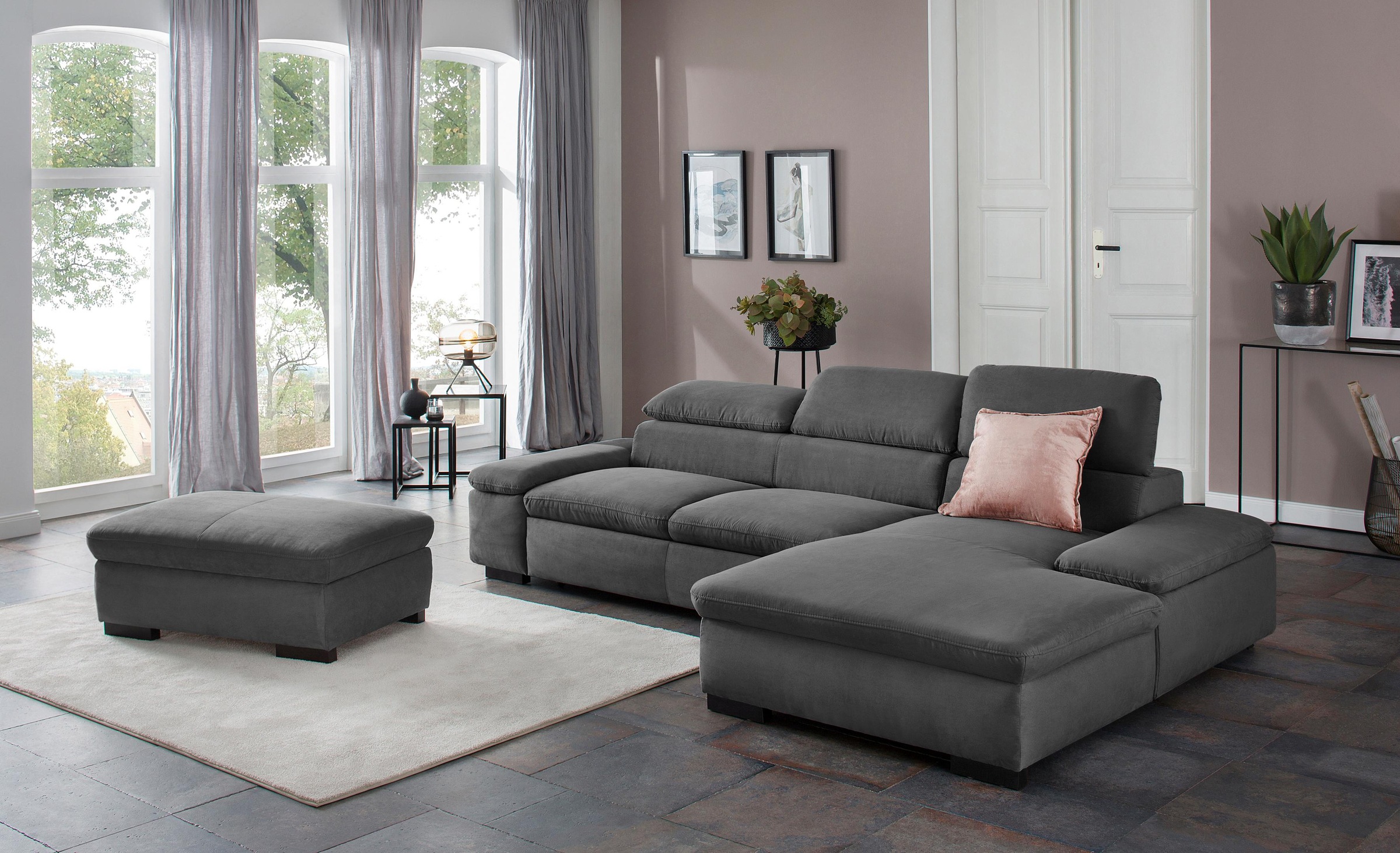 Home affaire Ecksofa »Alberto L-Form«, mit Kopfteilverstellung, wahlweise mit Bettfunktion