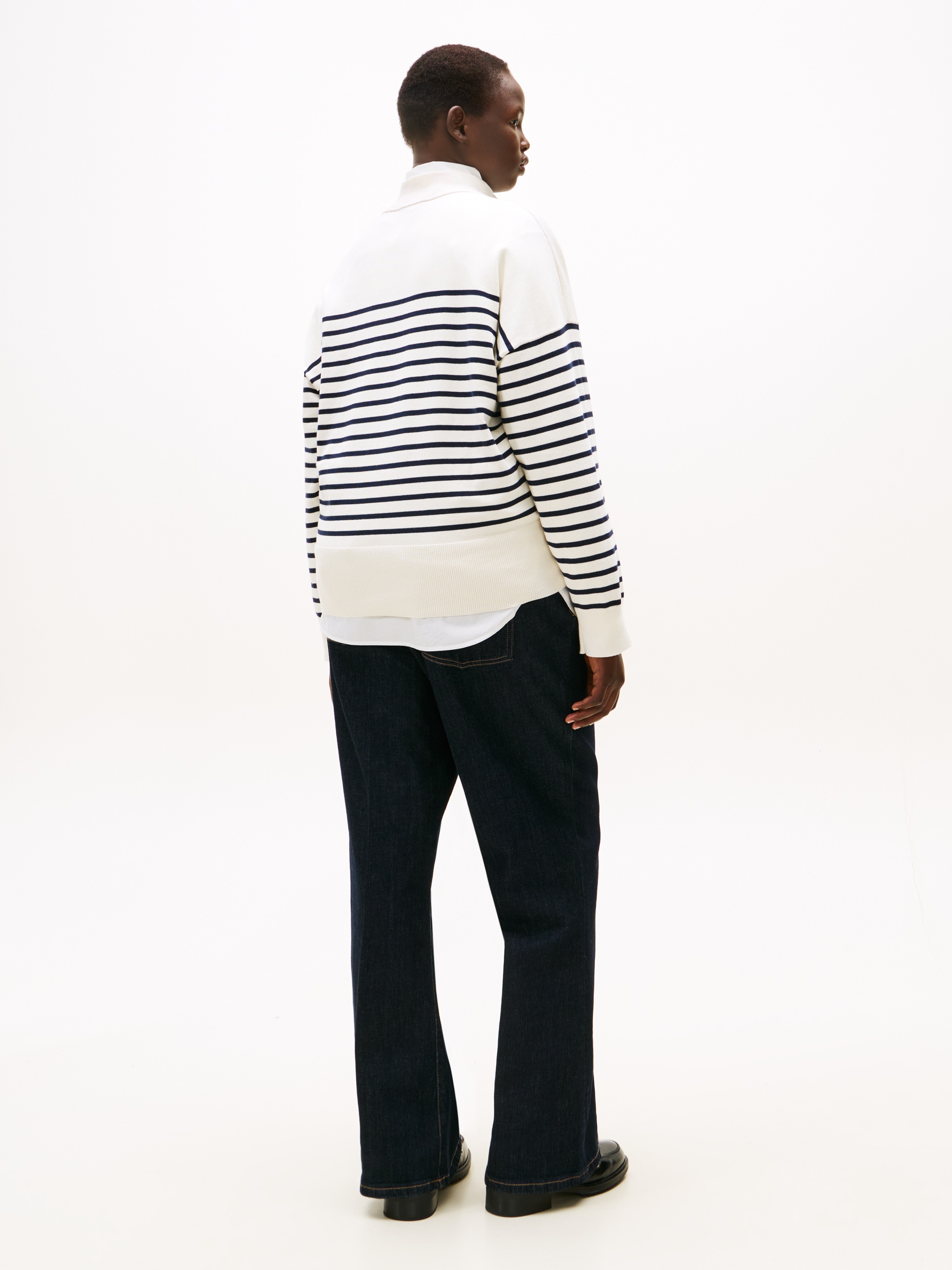 Tommy Hilfiger Curve Stehkragenpullover »CRV CO JERSEY GOLD BTN MK-NK SWT« in großen Größen, mit goldfarbenen Knöpfen