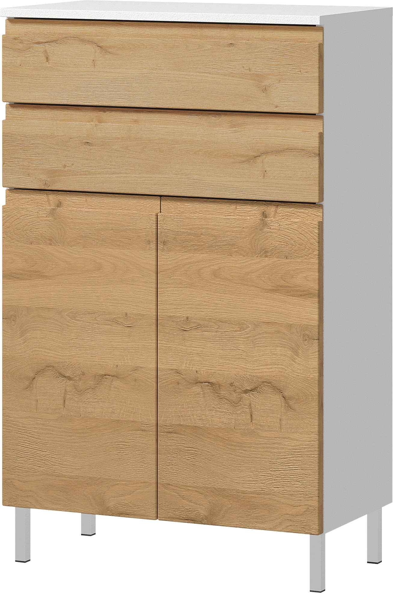 GERMANIA Badmöbel-Set »Torrance«, (5 St.), Unterschrank, Spiegelschrank mit Beleuchtung, Kommode, Hochschrank