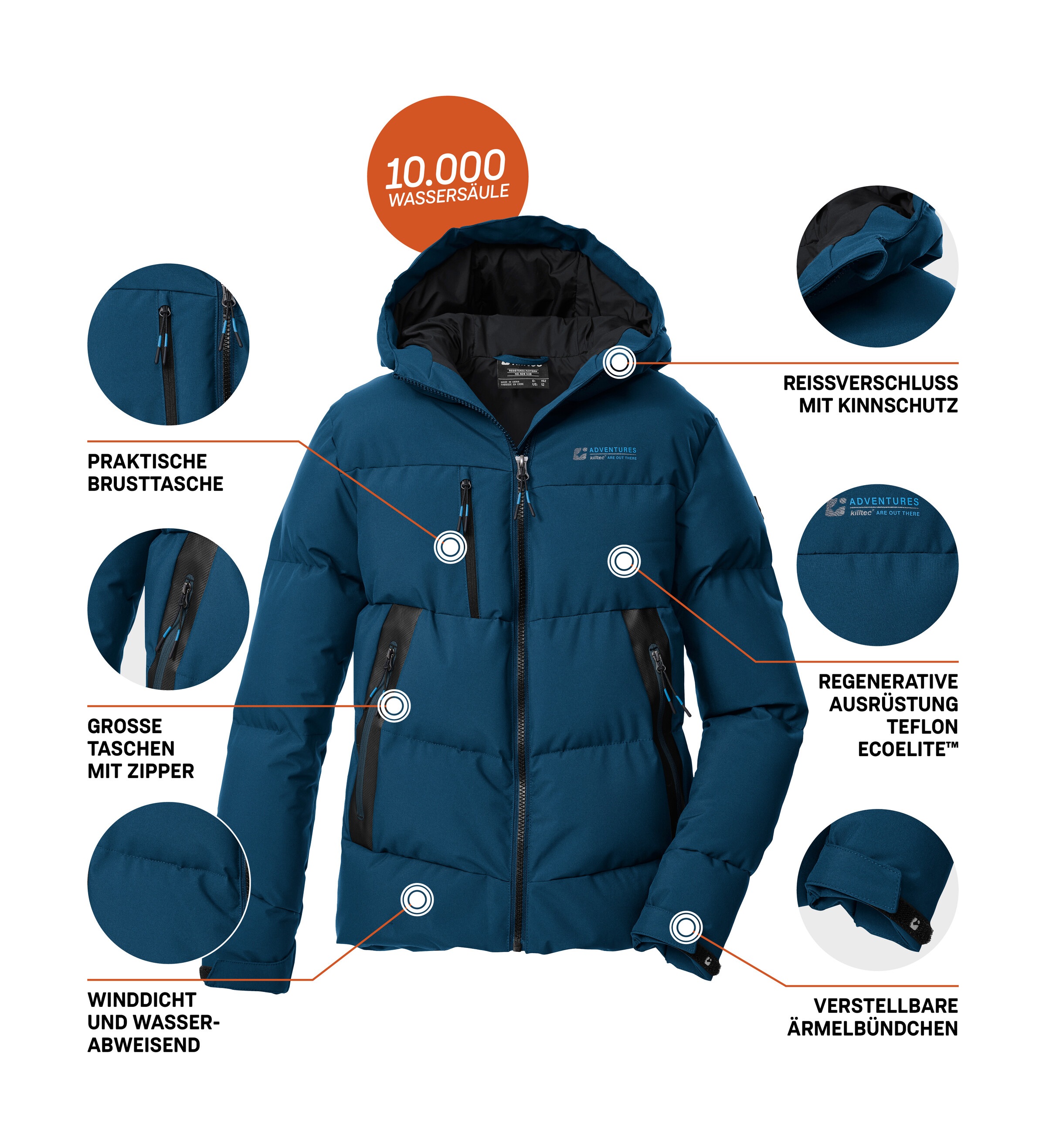 Killtec Steppjacke »KOW 239 BYS QLTD JCKT« Winddichte, wasserabweisende Kinderjacke mit verstellbaren Bündchen
