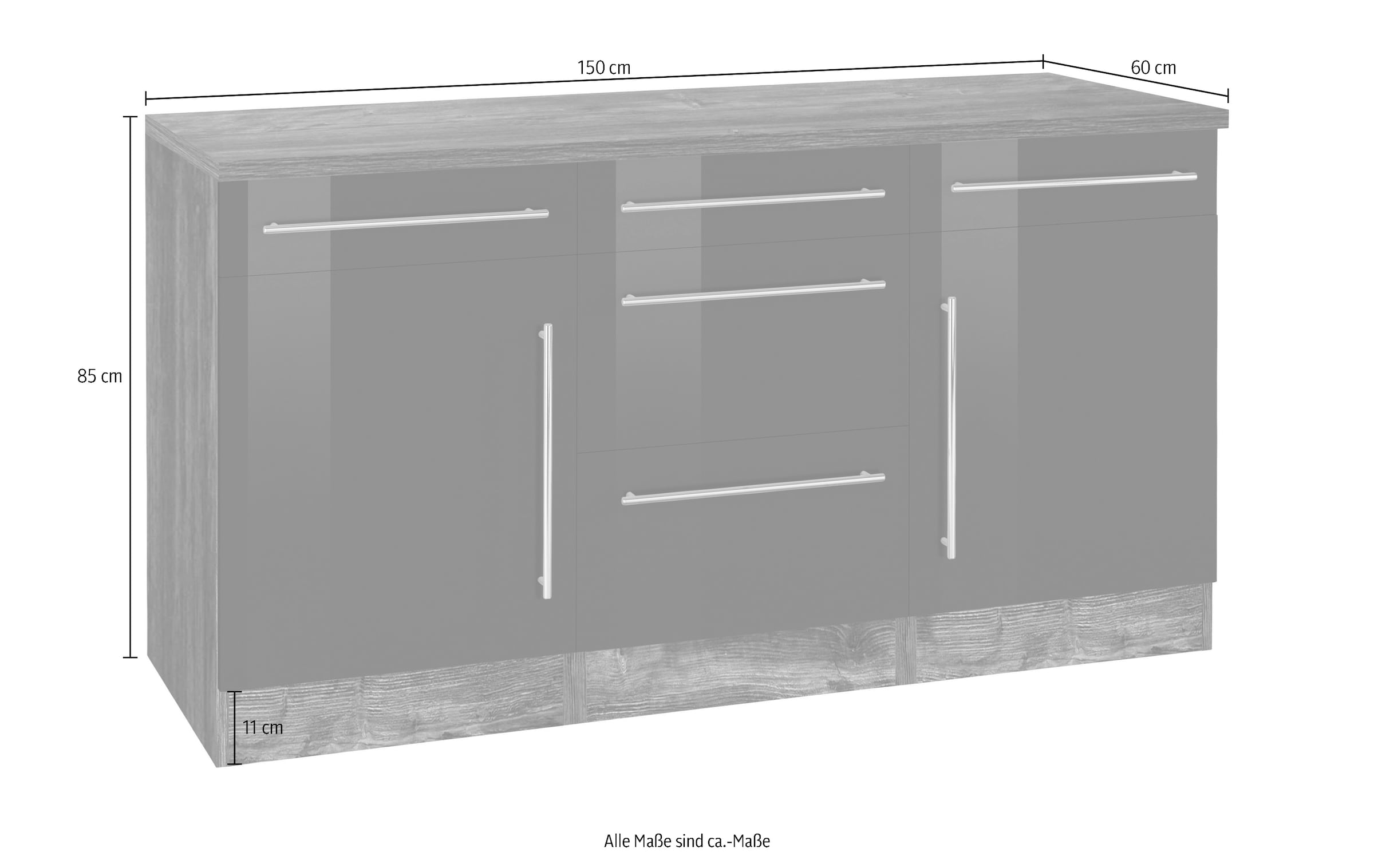 KOCHSTATION Unterschrank »KS-Samos«, Breite 150 cm