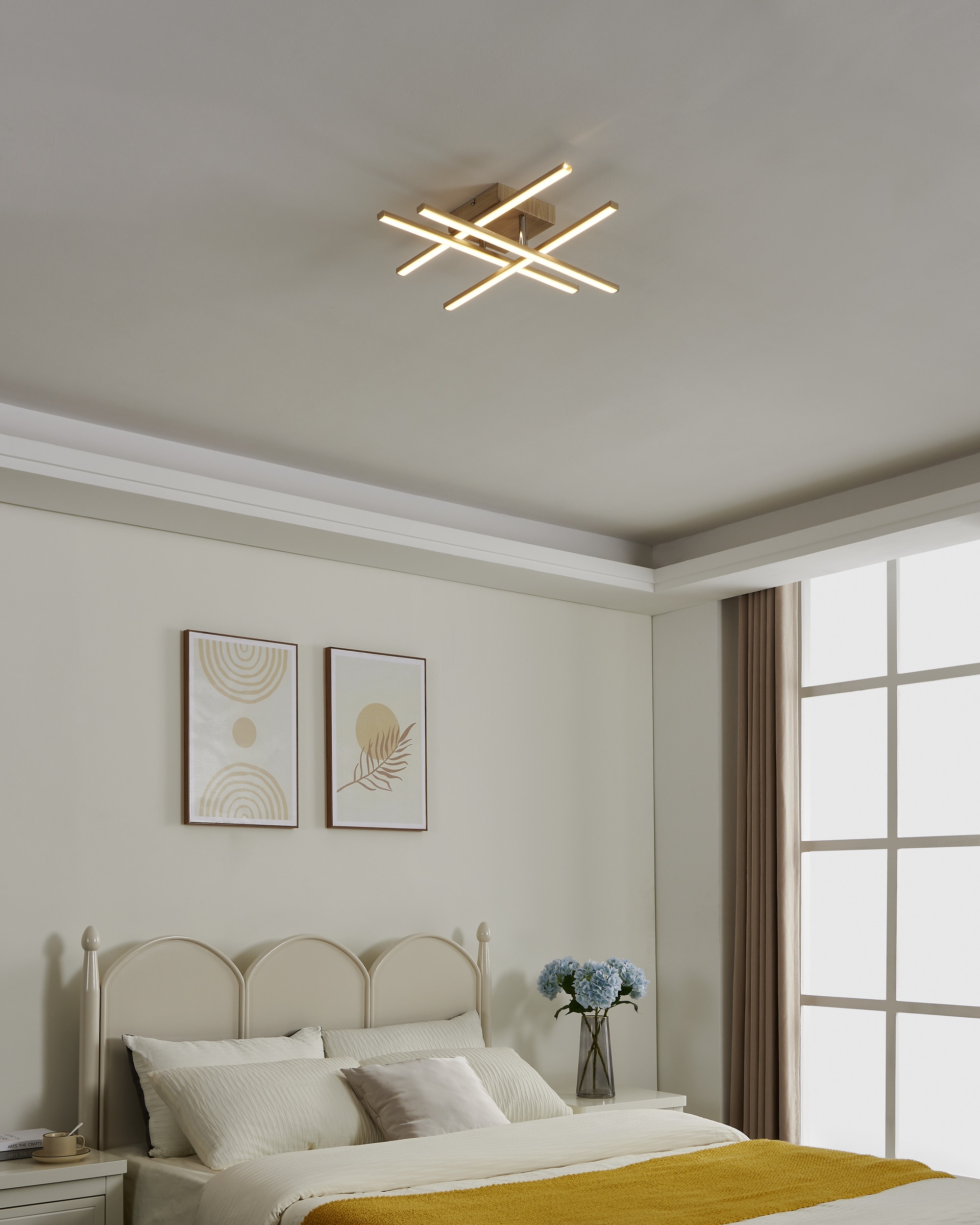 EGLO LED Deckenleuchte »LASANA 4 Wand- / Deckenlampe - Stahl, Alu - LED - 20,5W - IP20« LED-Modul 1 Stk. Warmweiß Wohzimmerlampe, Esszimmerlampe, Flur, Schlafzimmer, L51xB51xH10,5 cm