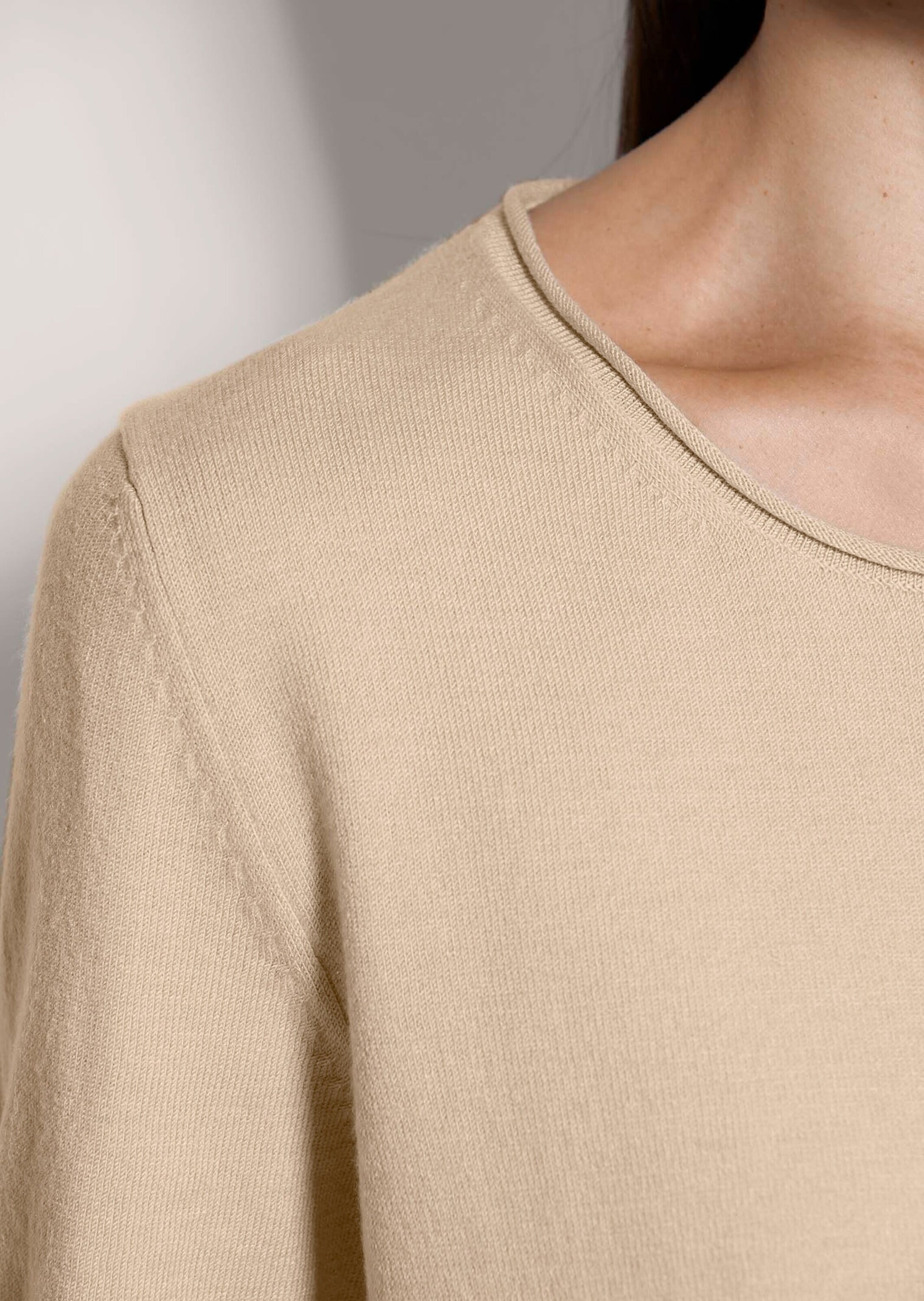 MADELEINE Longpullover »Strickshirt Sommerpulli mit Rollkante« schmale Rippenabschlüsse