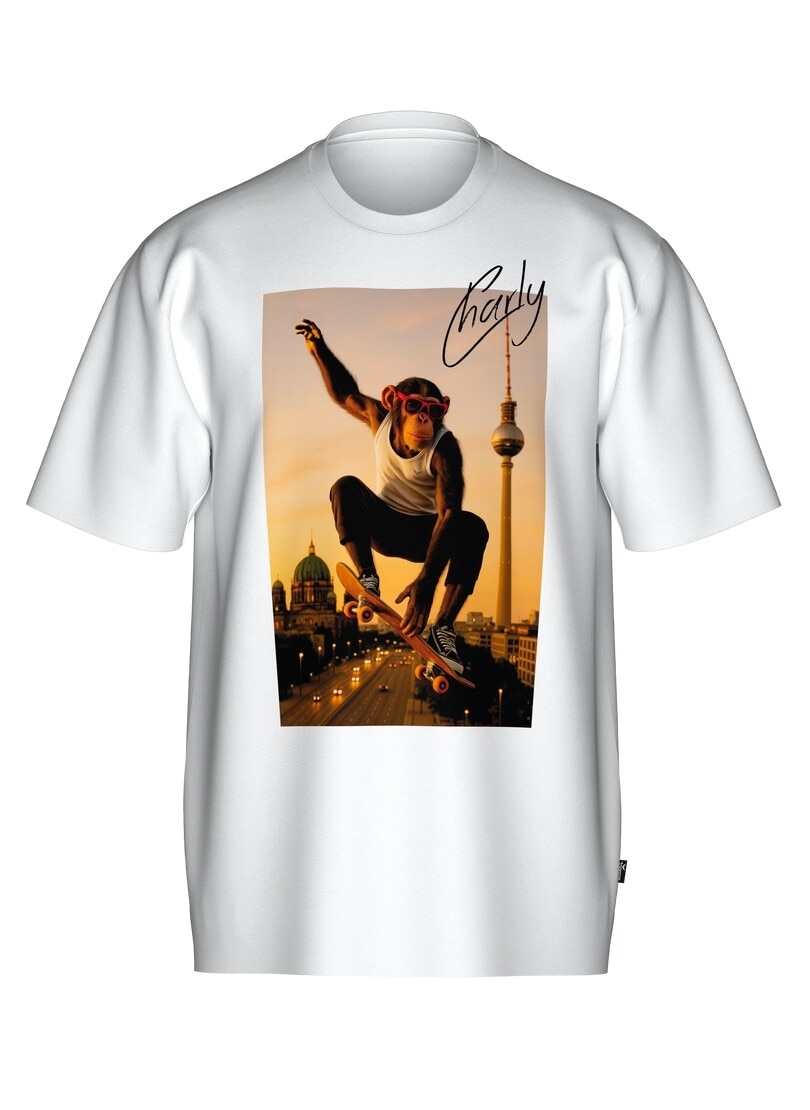Trigema T-Shirt »TRIGEMA T-Shirt trigema Affe Charly Skateboard«, (1 tlg.)