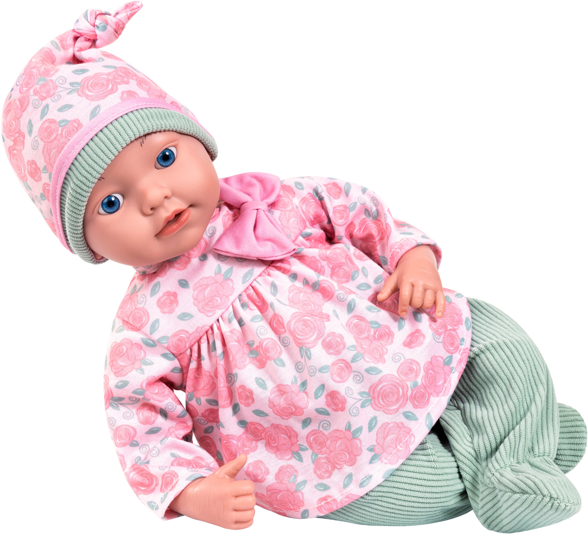 Bayer Babypuppe »Reborn 38 cm rosa/grün« sieht aus wie ein echtes Baby