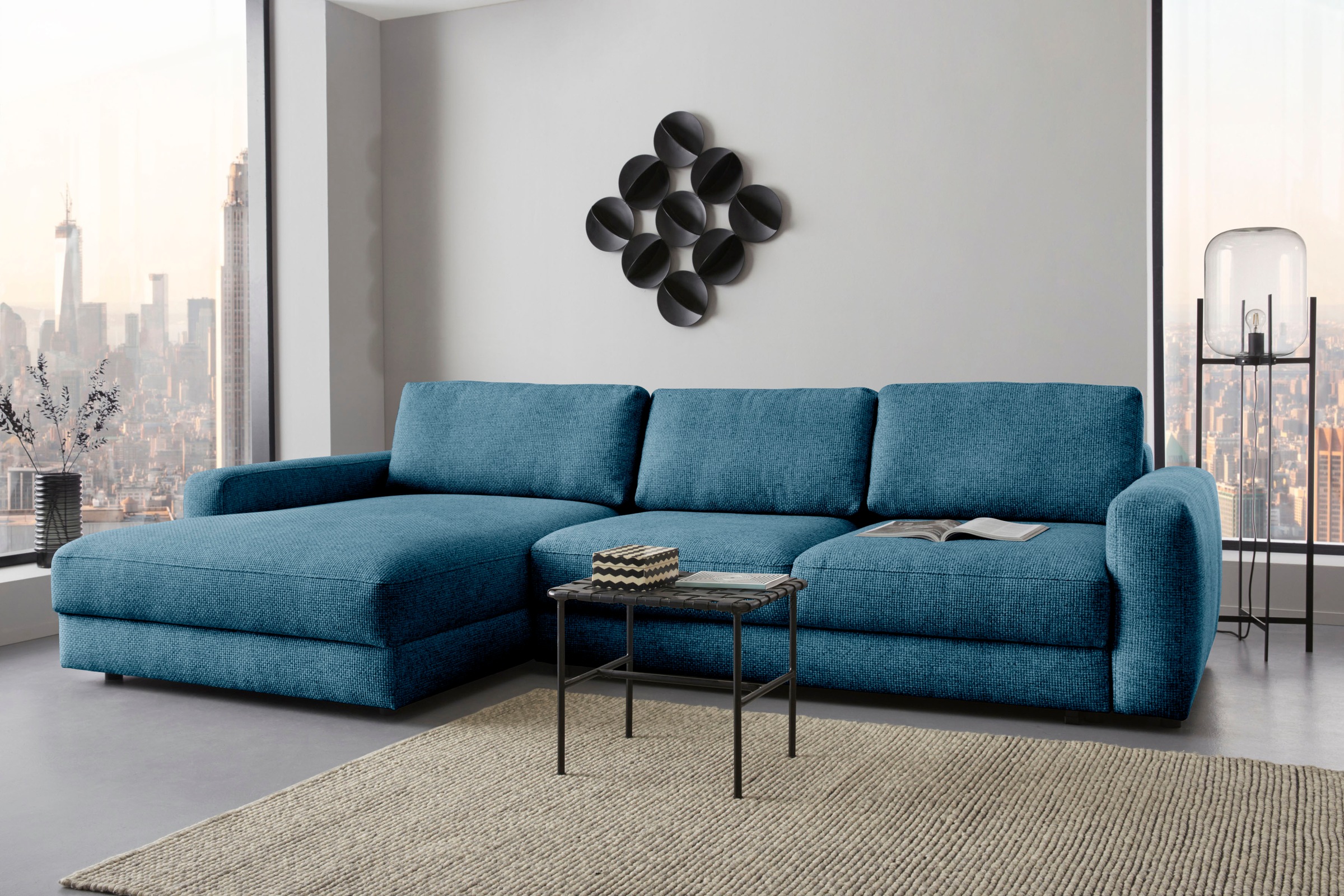 Places of Style Ecksofa »Bloomfield, bequem und elegant, L-Form«, wahlweise mit Bettfunktion und Bettkasten