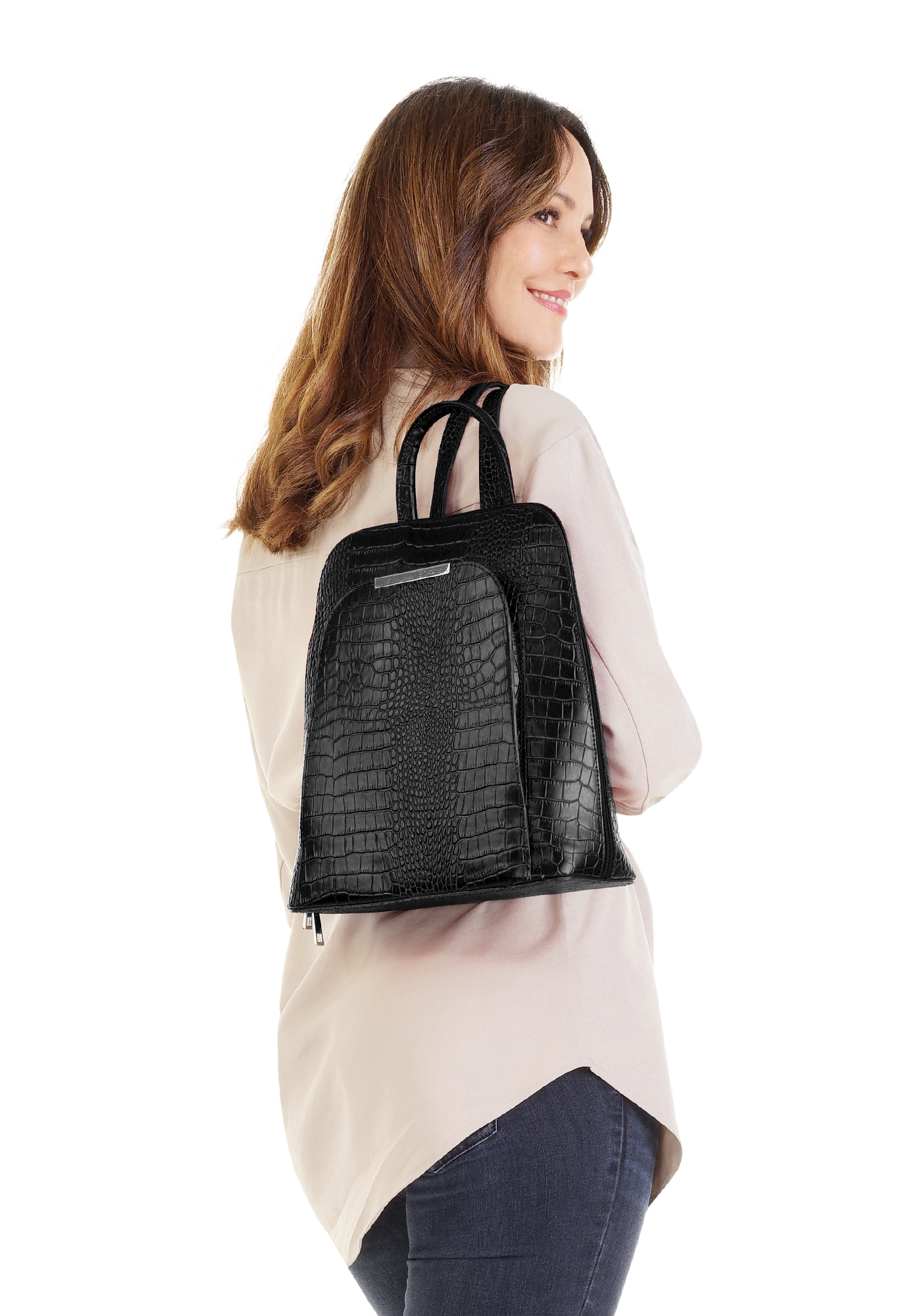 Cluty Cityrucksack, echt Leder, Made in Italy
