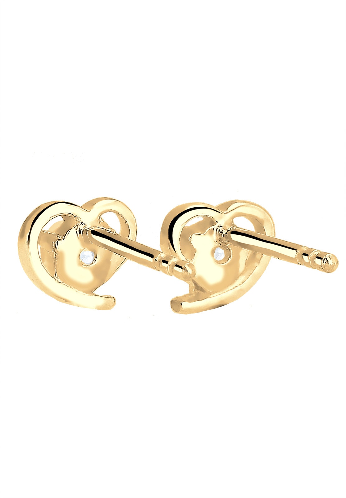 Elli Premium Paar Ohrstecker »Ohrringe Herz Zirkonia 585 Gelbgold«