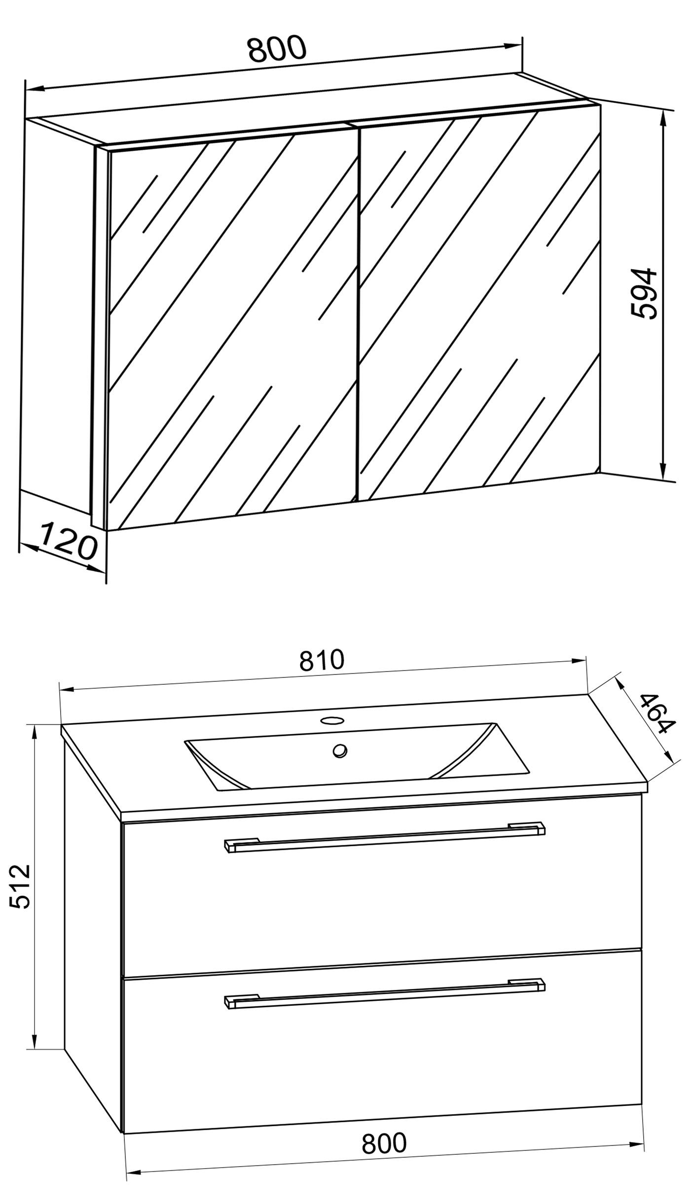 VCM Waschtisch »3-tlg. Waschplatz Waschtisch Badinos Schublade SP« 3 Stk. tlg.