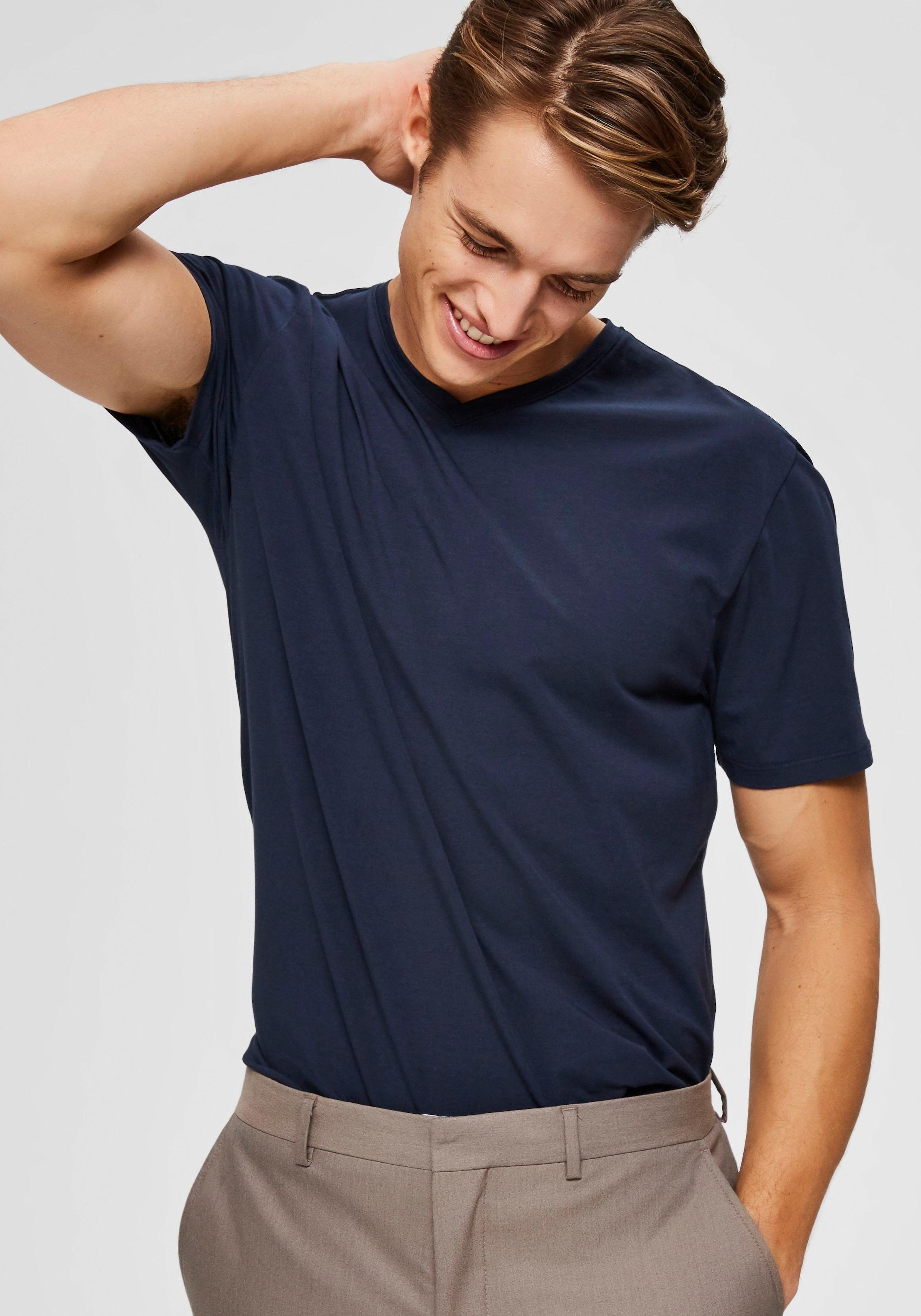 SELECTED HOMME V-Shirt »SLHNEWPIMA SS V-NECK TEE B NOOS«